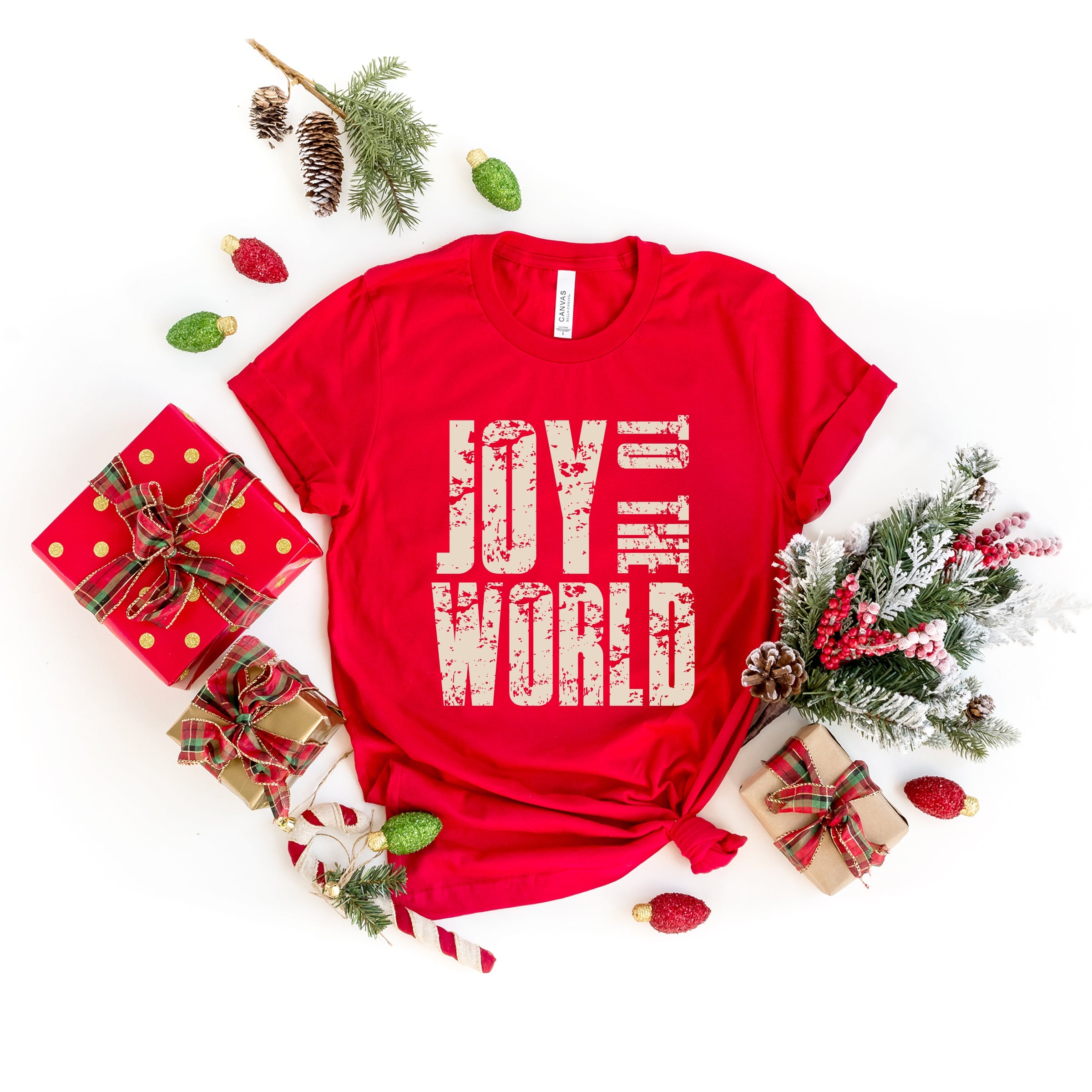 Joy To The World Block Distressed - Women's Short Sleeve Graphic T-Shirt