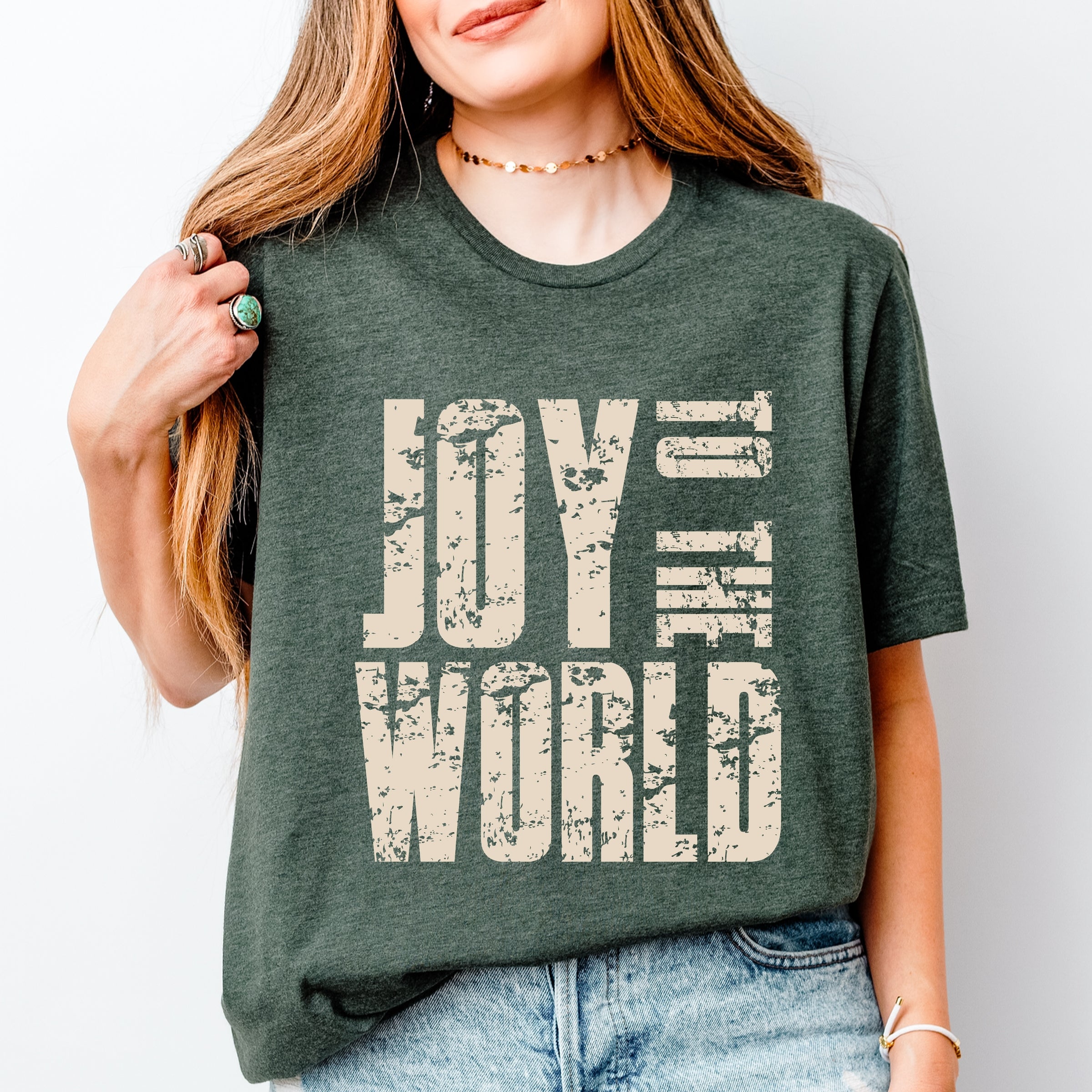 Joy To The World Block Distressed - Women's Short Sleeve Graphic T-Shirt
