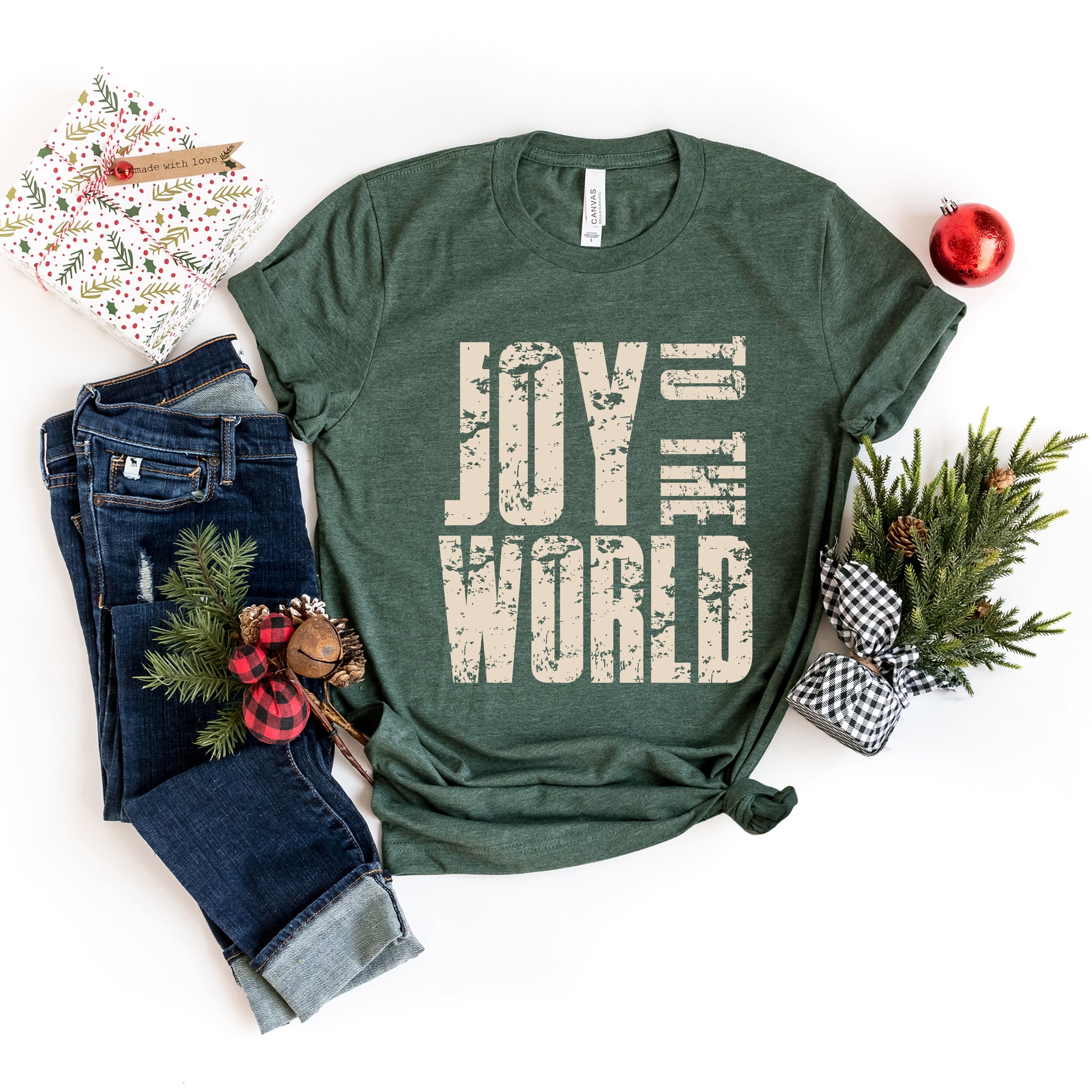 Joy To The World Block Distressed - Women's Short Sleeve Graphic T-Shirt