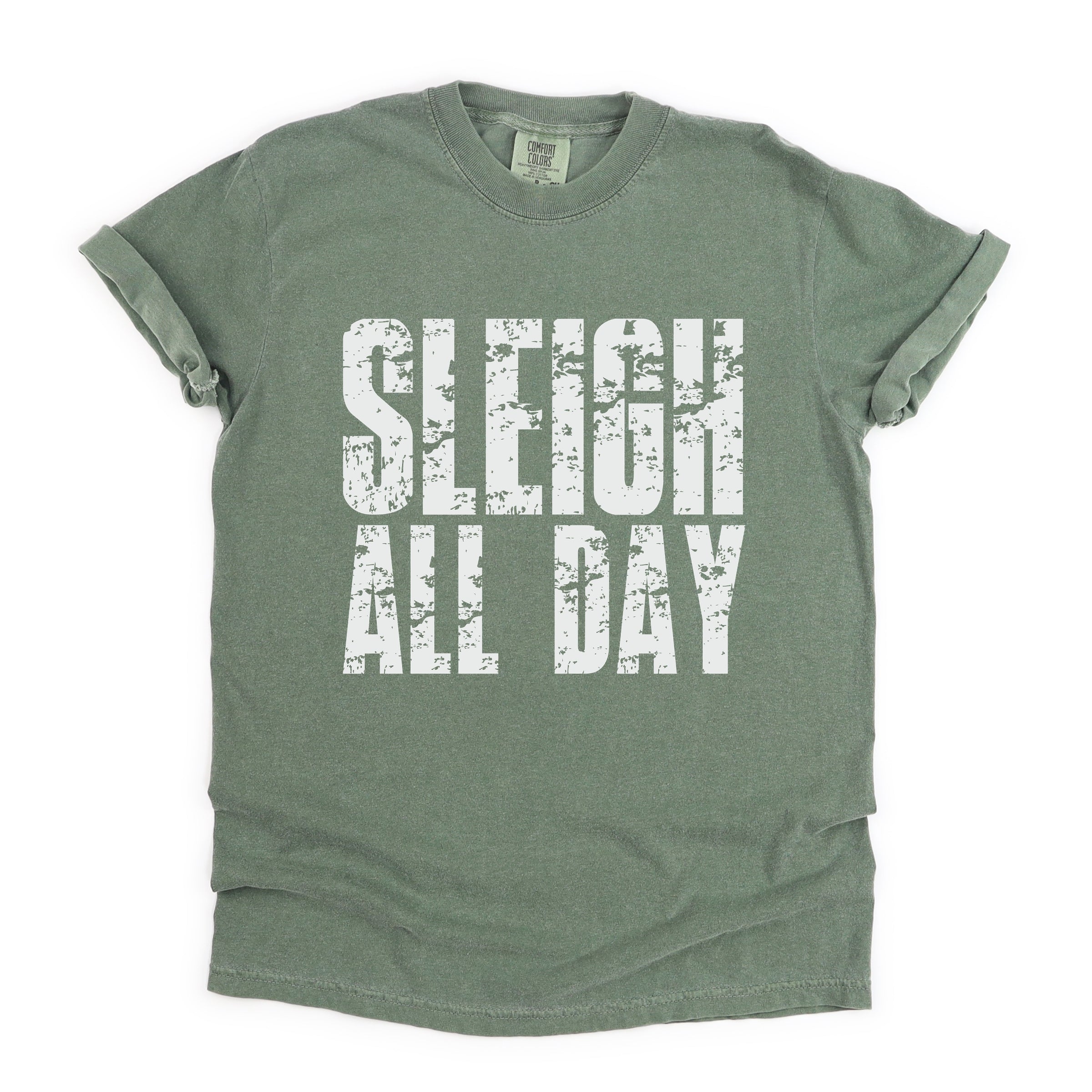 Sleigh All Day Block Distressed - Women's Garment Dyed Graphic T-Shirt