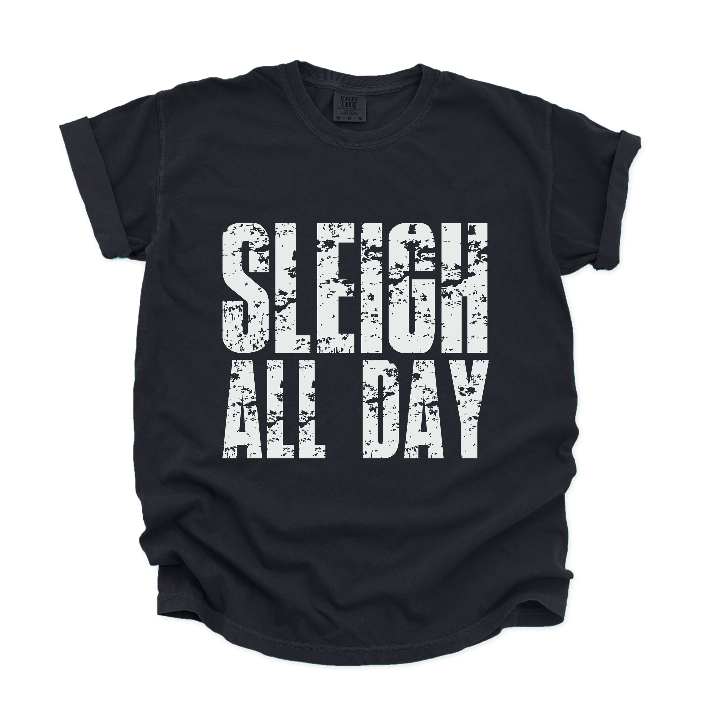 Sleigh All Day Block Distressed - Women's Garment Dyed Graphic T-Shirt