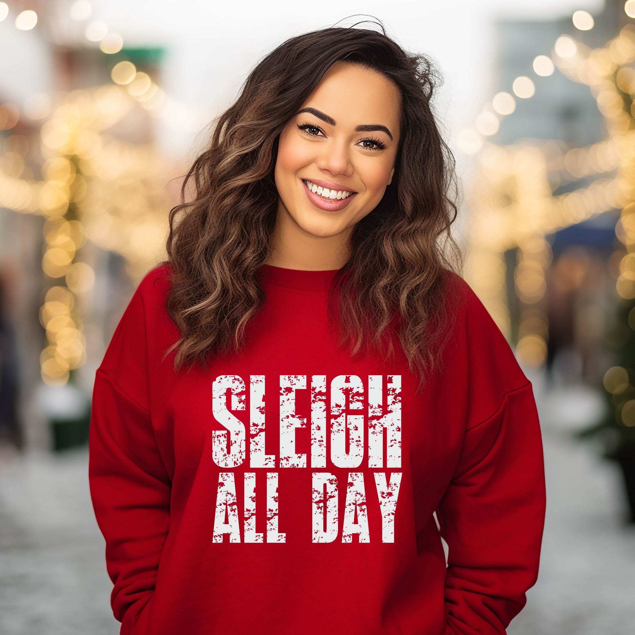 Sleigh All Day Block Distressed - Women's Graphic Sweatshirt