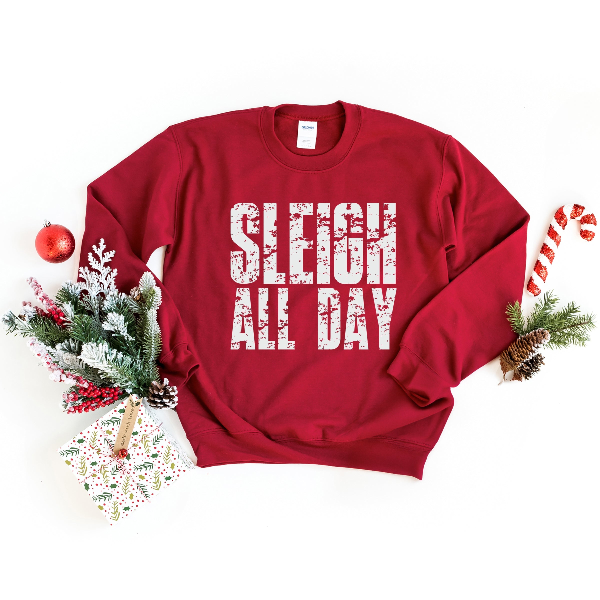 Sleigh All Day Block Distressed - Women's Graphic Sweatshirt