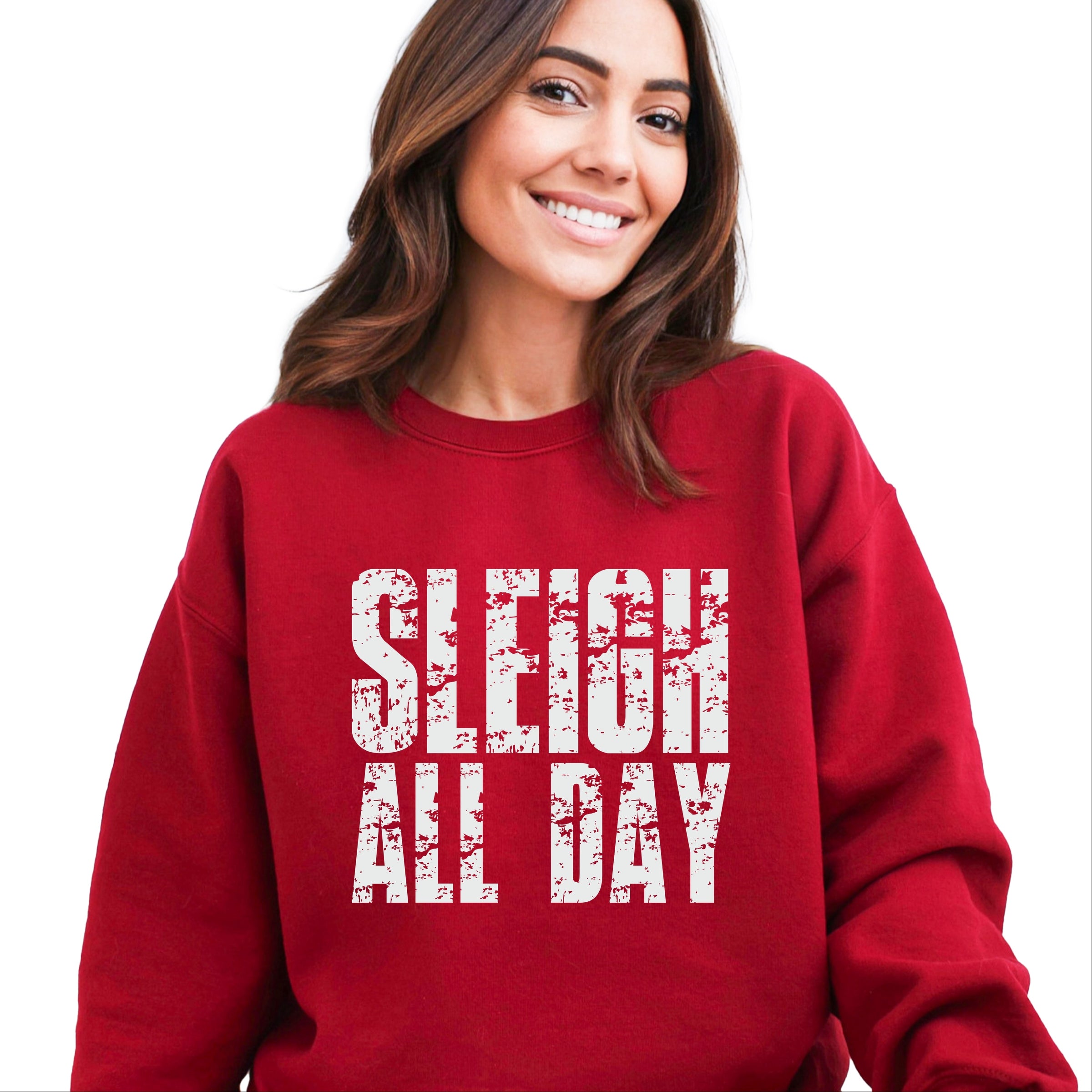 Sleigh All Day Block Distressed - Women's Graphic Sweatshirt