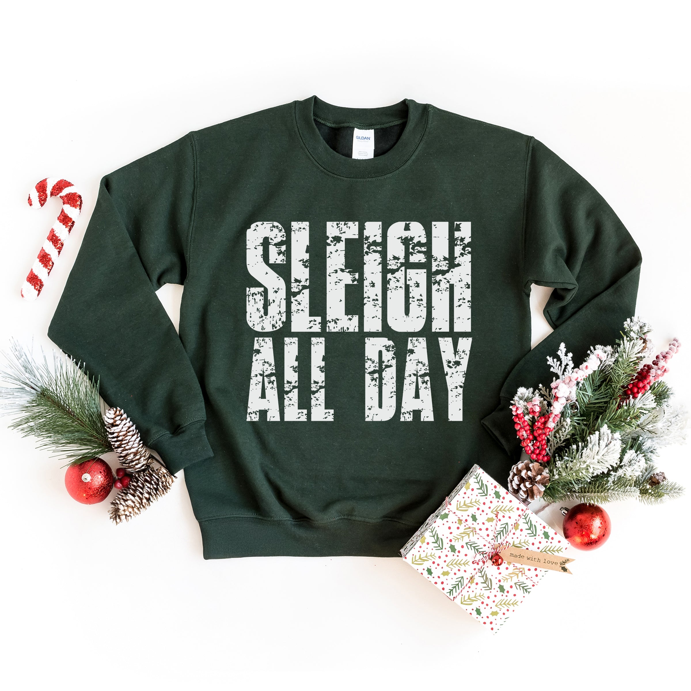 Sleigh All Day Block Distressed - Women's Graphic Sweatshirt