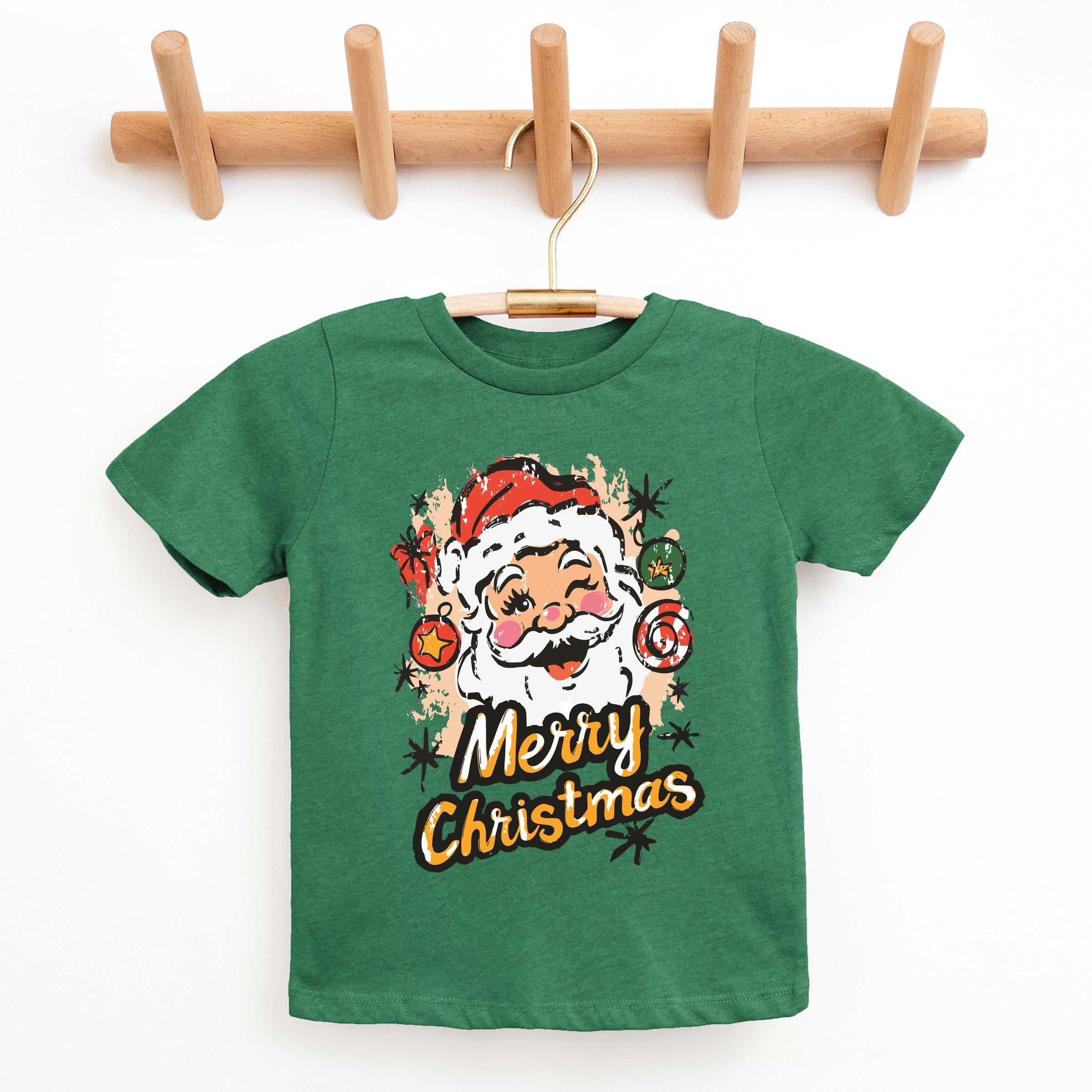 Merry Christmas Santa Wink - Youth Short Sleeve Graphic T-Shirt