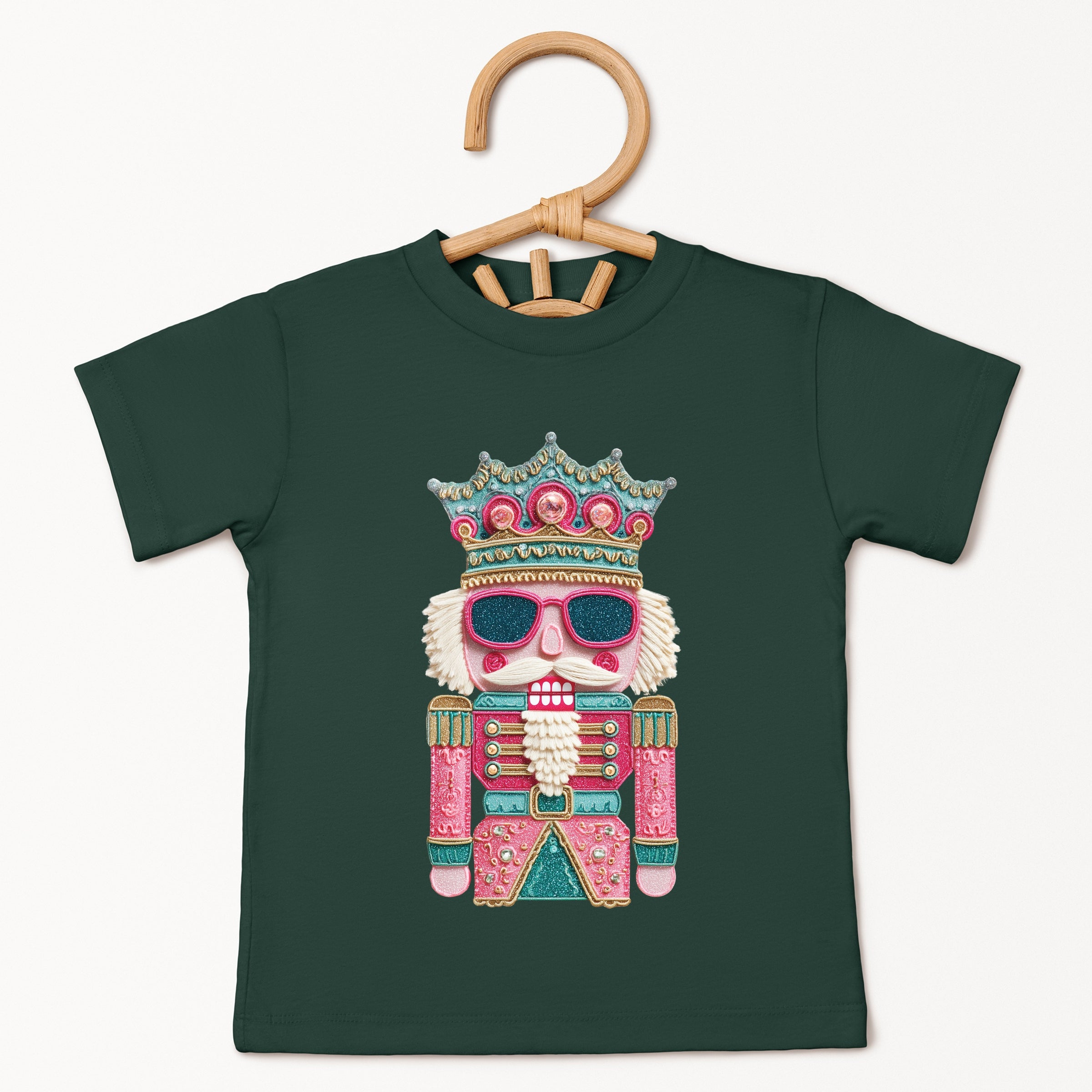 Pink and Teal Nutcracker Patchwork Print - Youth Short Sleeve Graphic T-Shirt and Toddler Short Sleeve Graphic T-Shirt