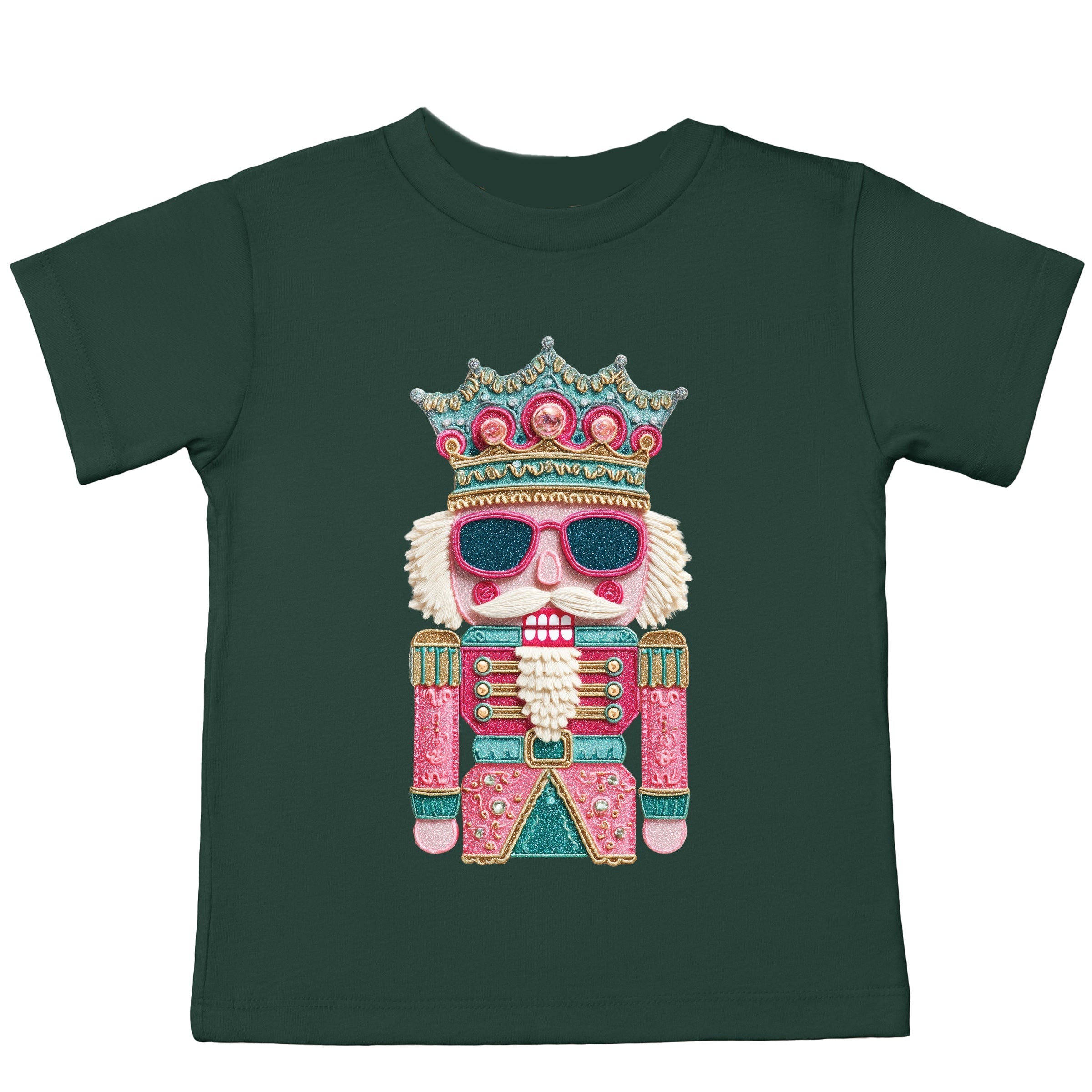 Pink and Teal Nutcracker Patchwork Print - Youth Short Sleeve Graphic T-Shirt and Toddler Short Sleeve Graphic T-Shirt