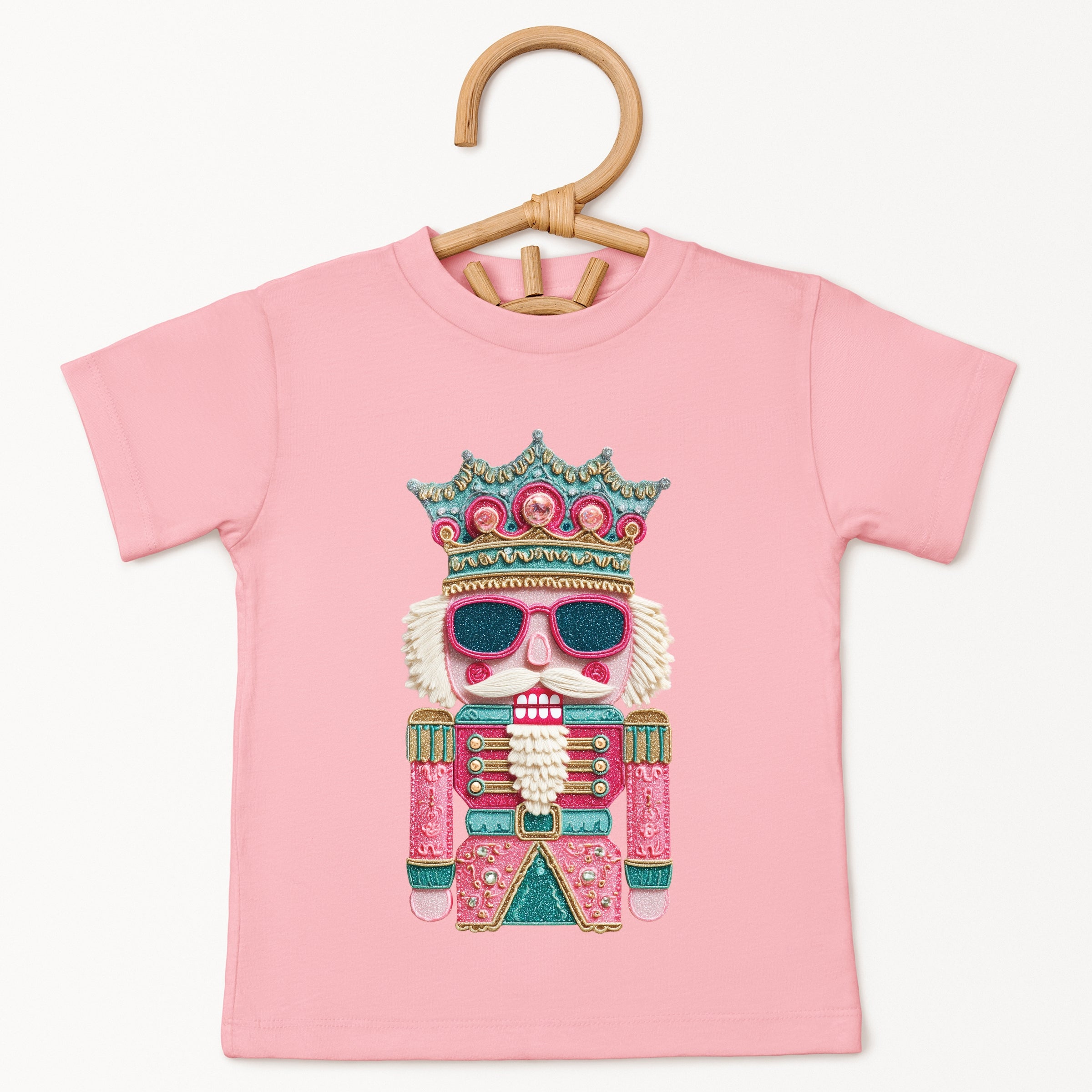 Pink and Teal Nutcracker Patchwork Print - Youth Short Sleeve Graphic T-Shirt and Toddler Short Sleeve Graphic T-Shirt