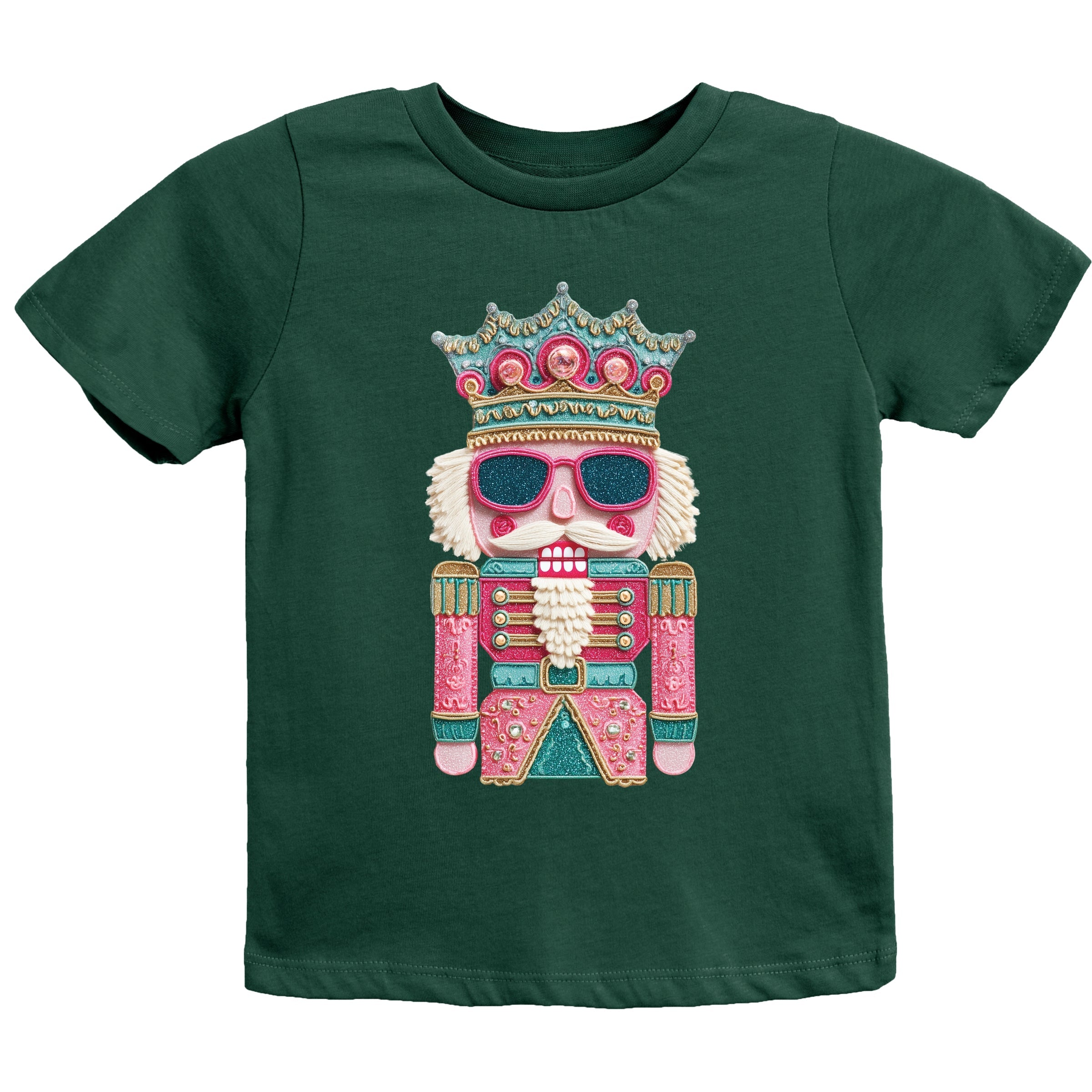Pink and Teal Nutcracker Patchwork Print - Youth Short Sleeve Graphic T-Shirt and Toddler Short Sleeve Graphic T-Shirt