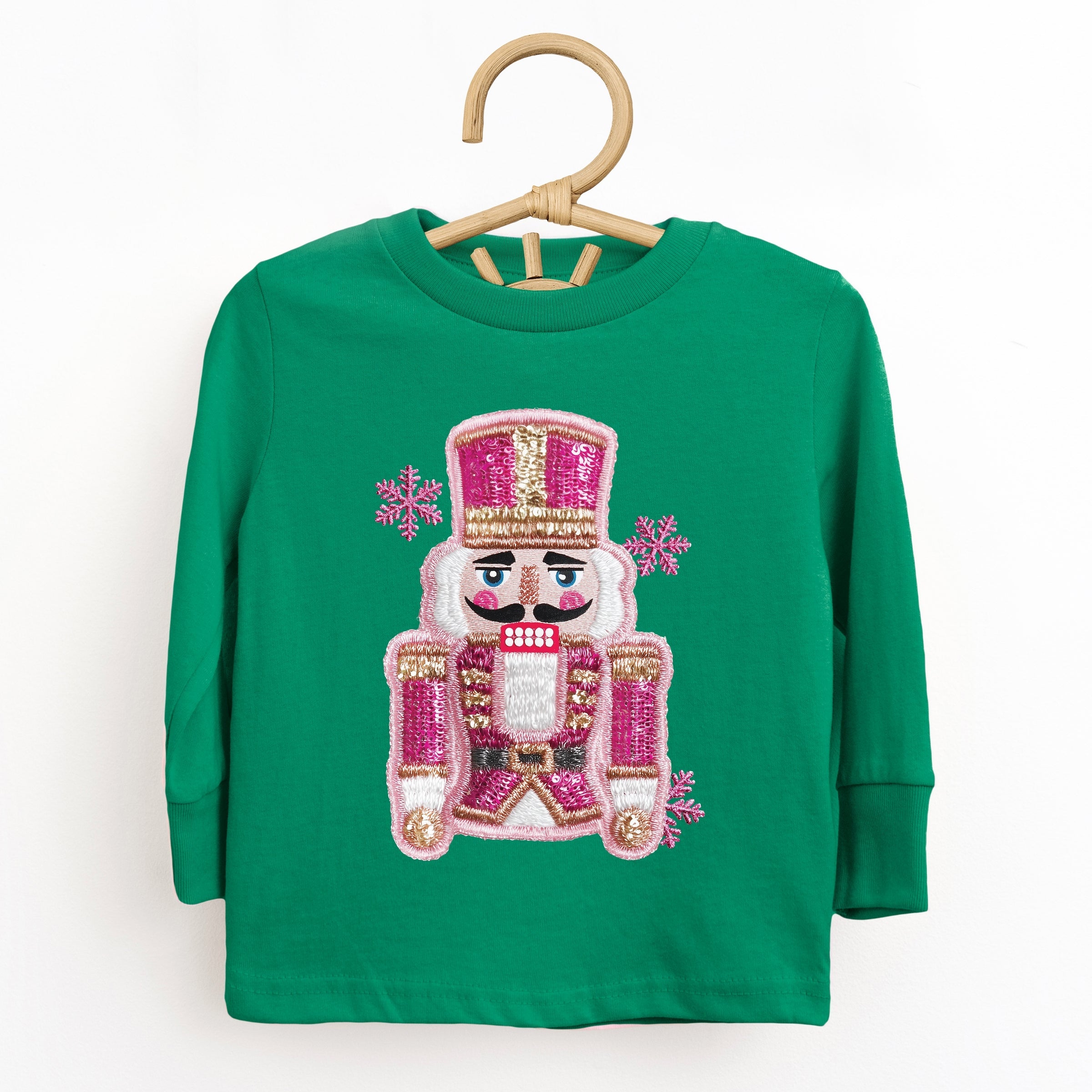Pink Snowflake Nutcracker Patchwork Print - Toddler Long Sleeve Graphic Tee and Youth Long Sleeve Graphic T-Shirt