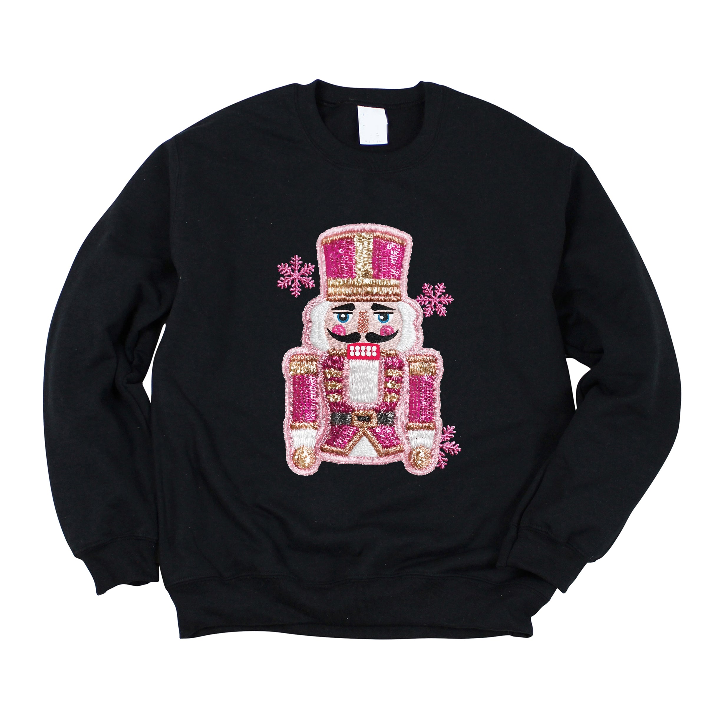 Pink Snowflake Nutcracker Patchwork Print - Women's Graphic Sweatshirt