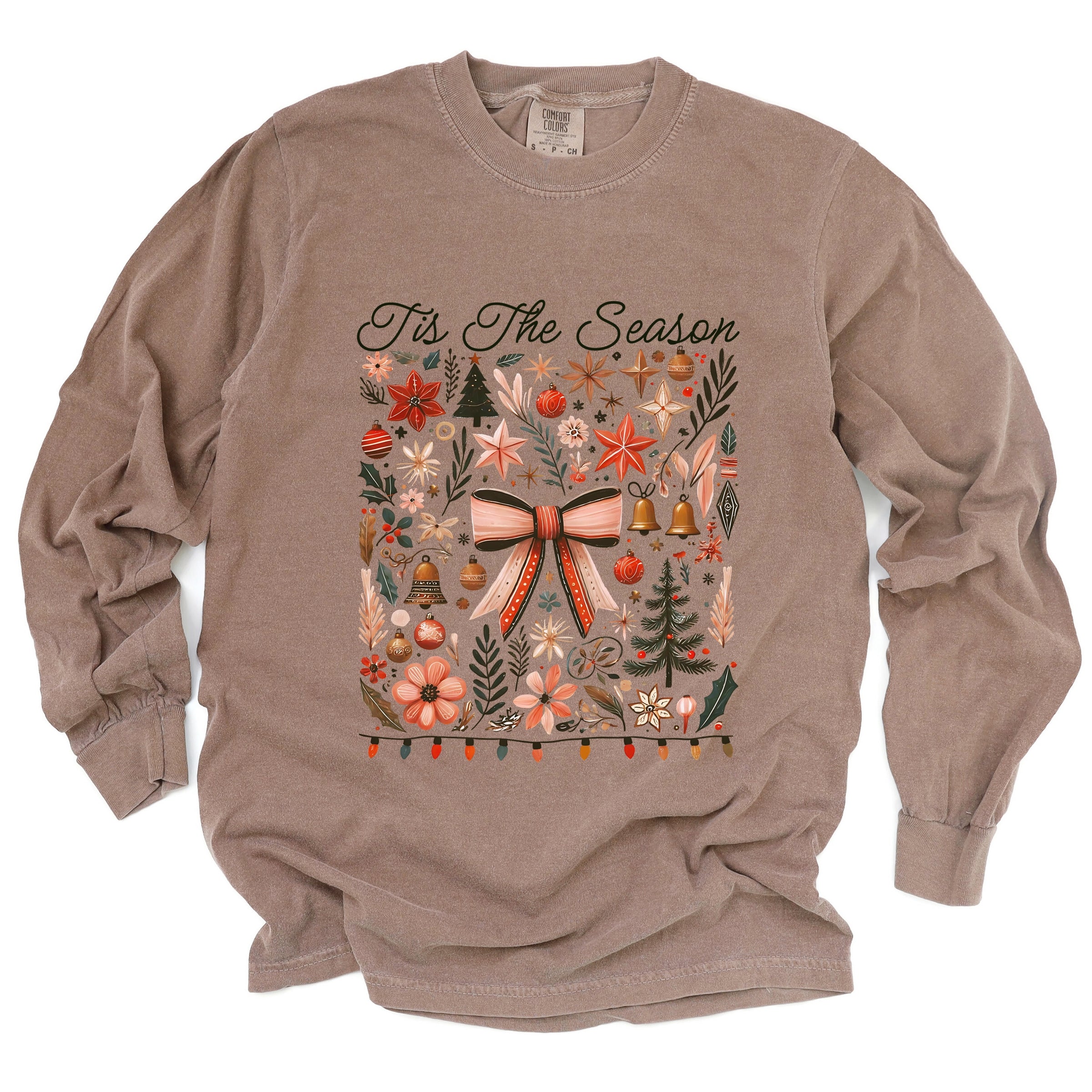 Tis The Season Coquette - Women's Garment Dyed Long Sleeve Graphic T-Shirt