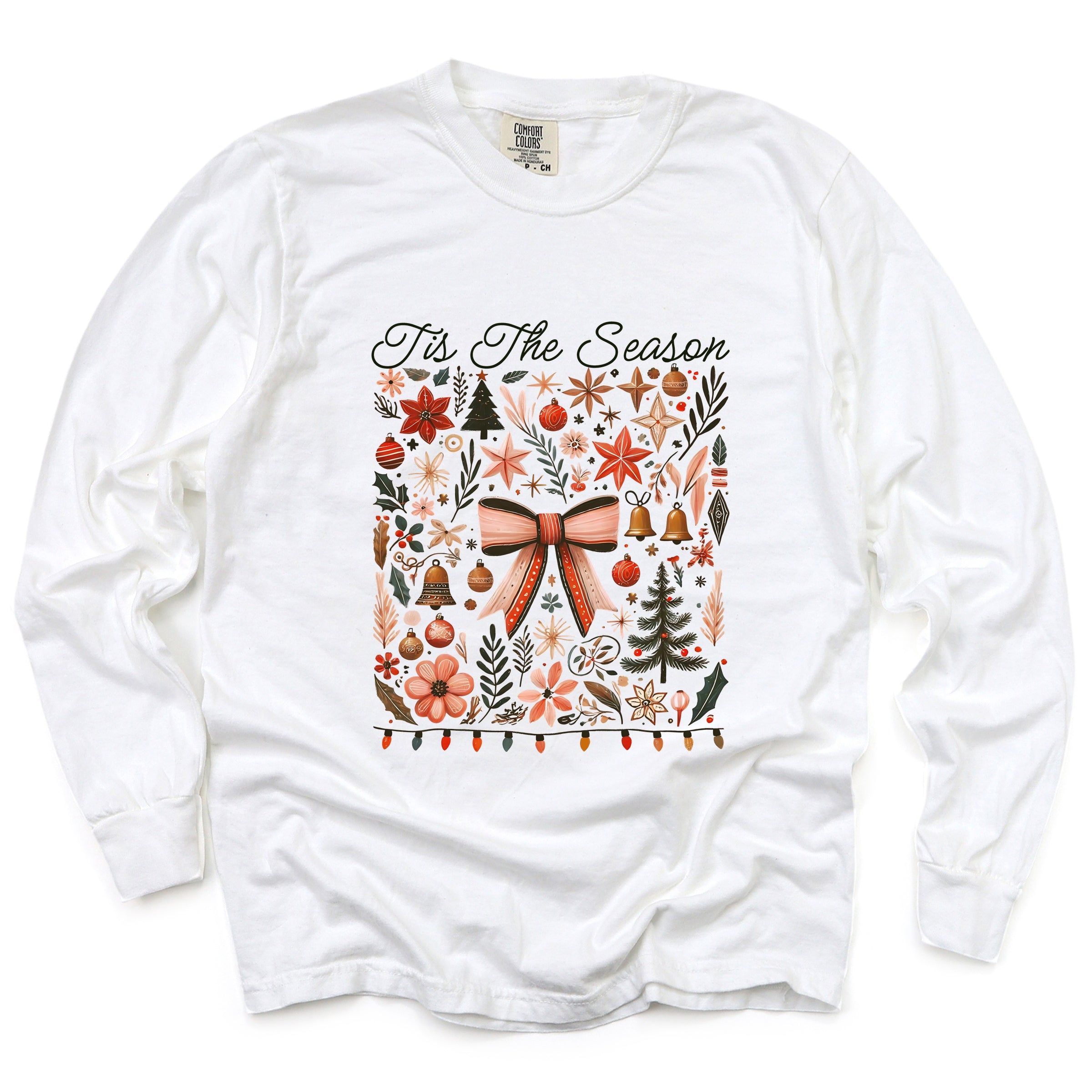 Tis The Season Coquette - Women's Garment Dyed Long Sleeve Graphic T-Shirt