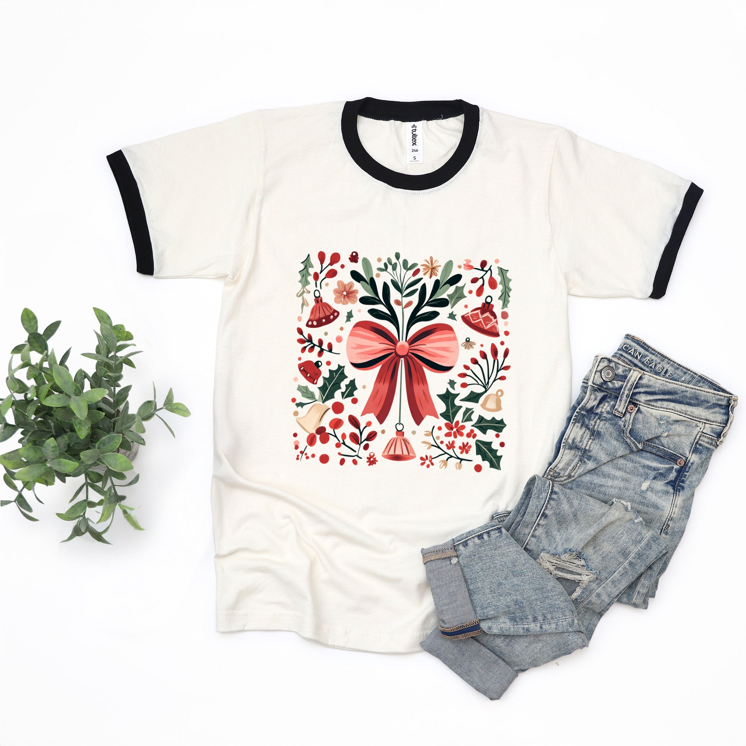Coquette Holly Collage - Women's Ringer Graphic T-Shirt