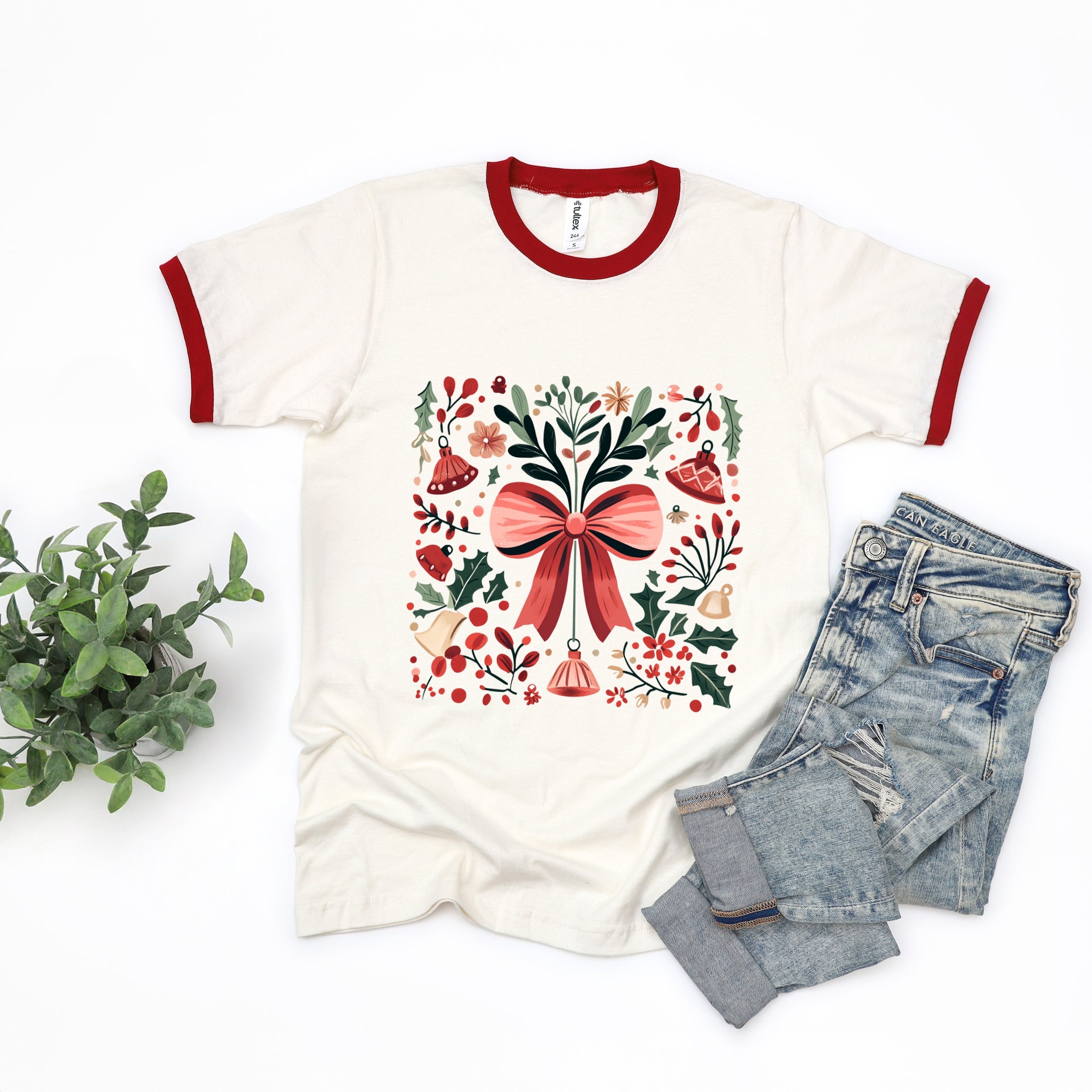 Coquette Holly Collage - Women's Ringer Graphic T-Shirt