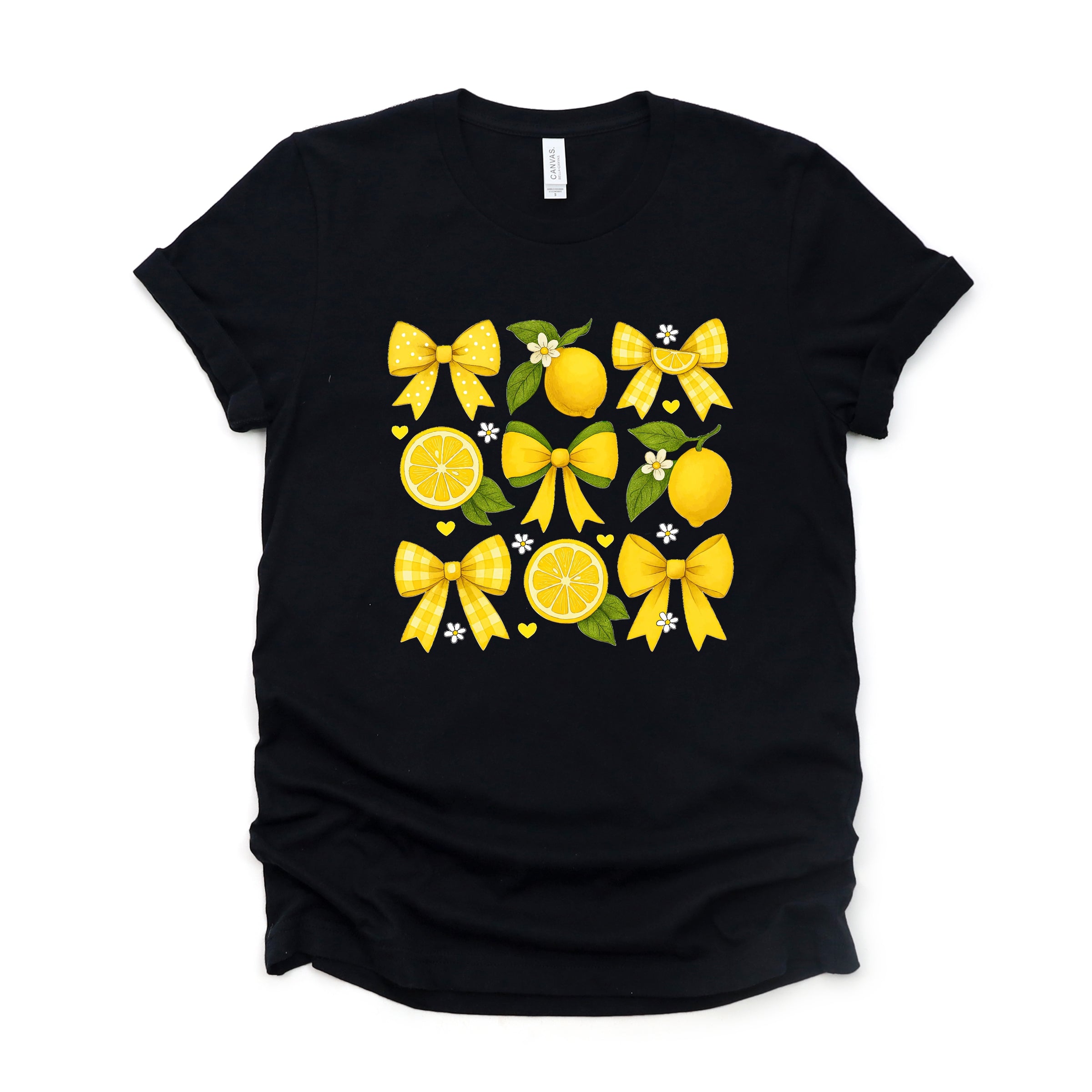 Coquette Lemons Pattern Bows - Women's Short Sleeve Graphic T-Shirt