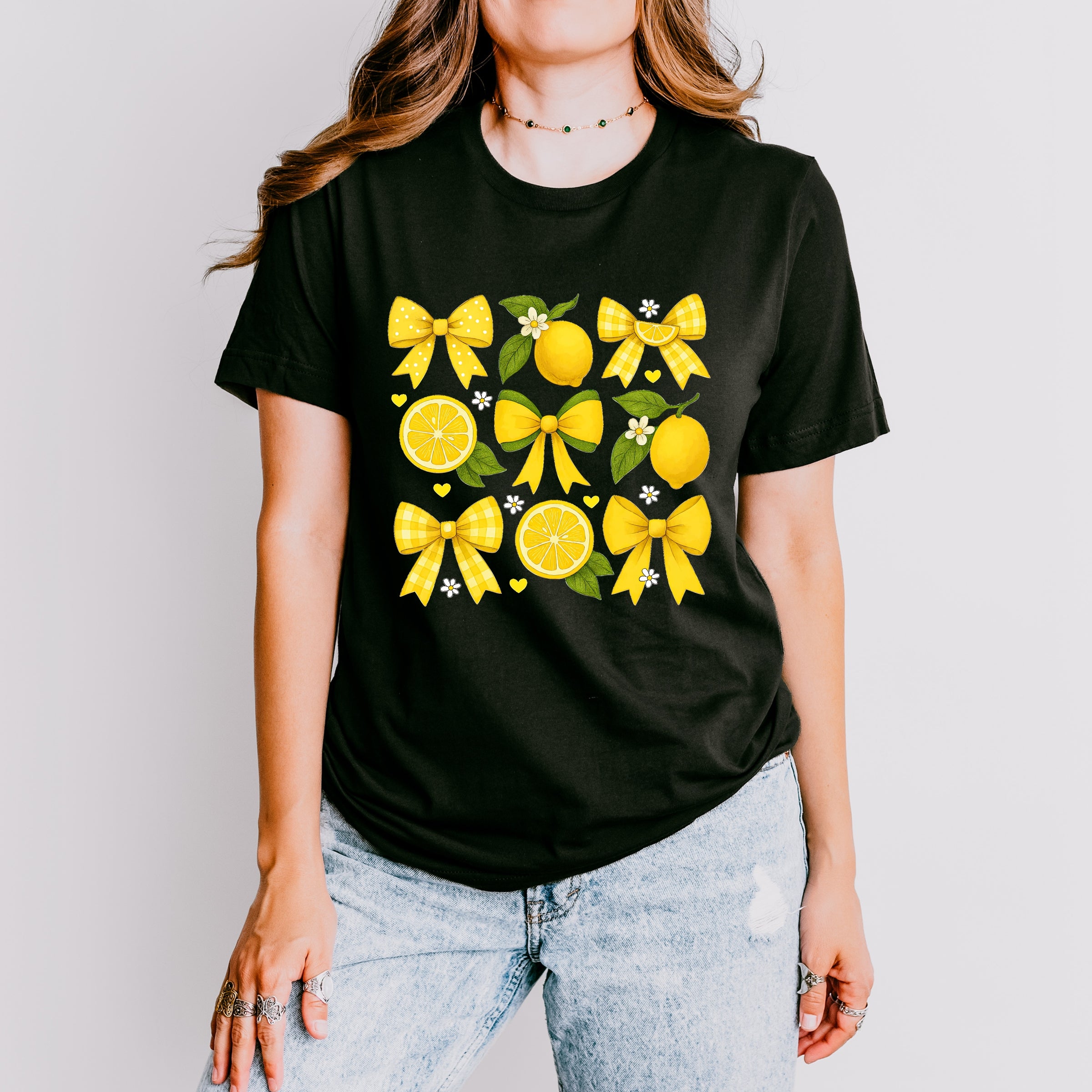 Coquette Lemons Pattern Bows - Women's Short Sleeve Graphic T-Shirt
