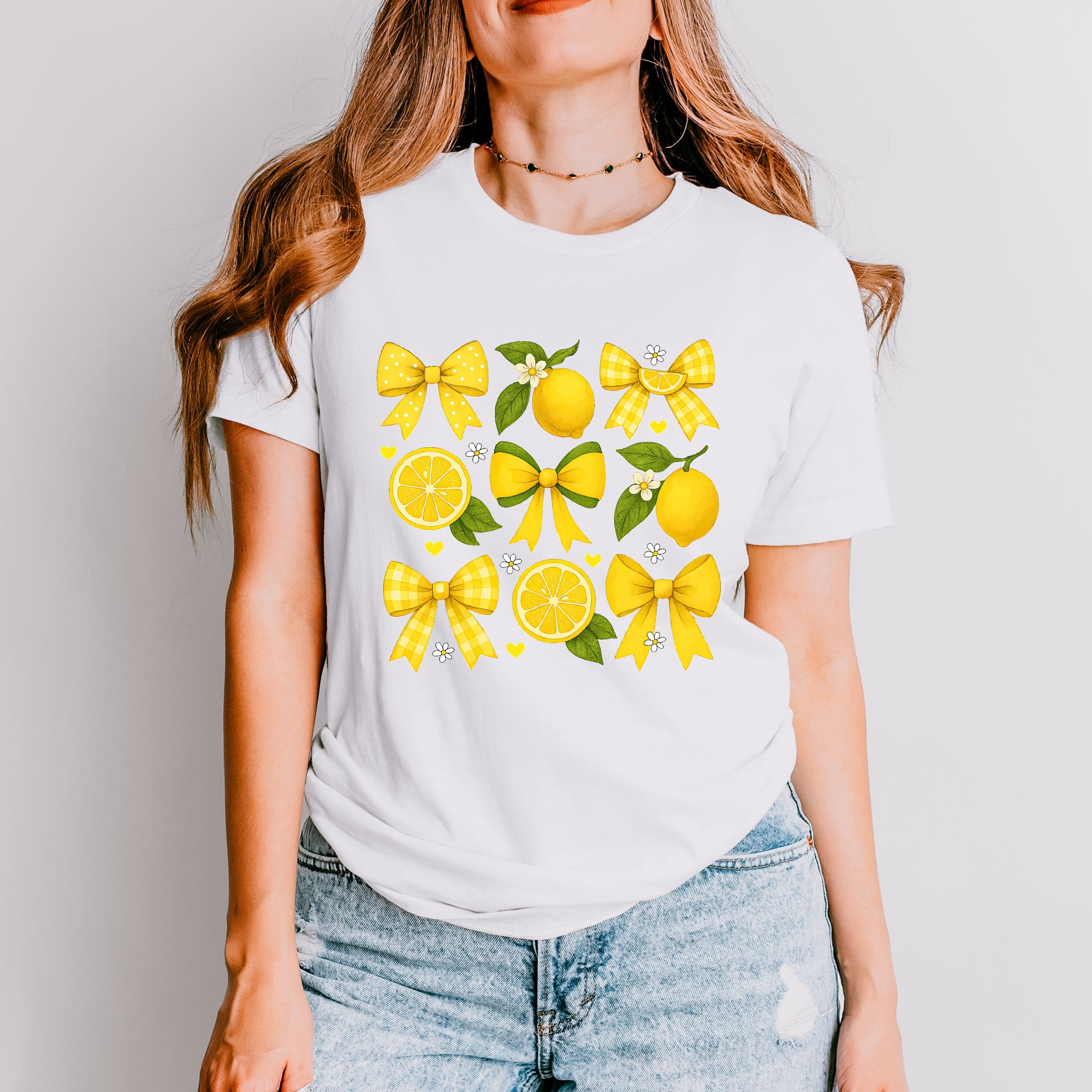 Coquette Lemons Pattern Bows - Women's Short Sleeve Graphic T-Shirt