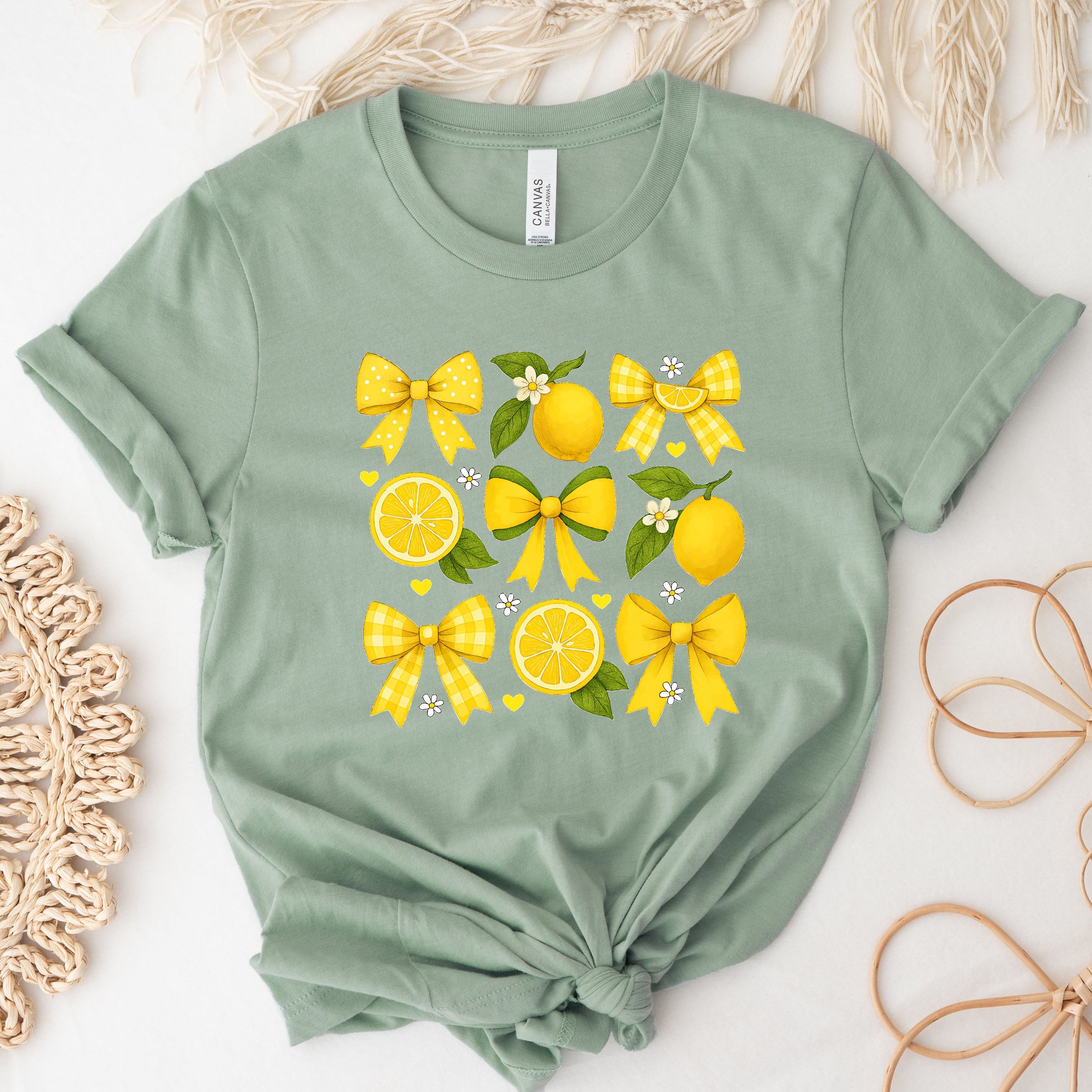 Coquette Lemons Pattern Bows - Women's Short Sleeve Graphic T-Shirt