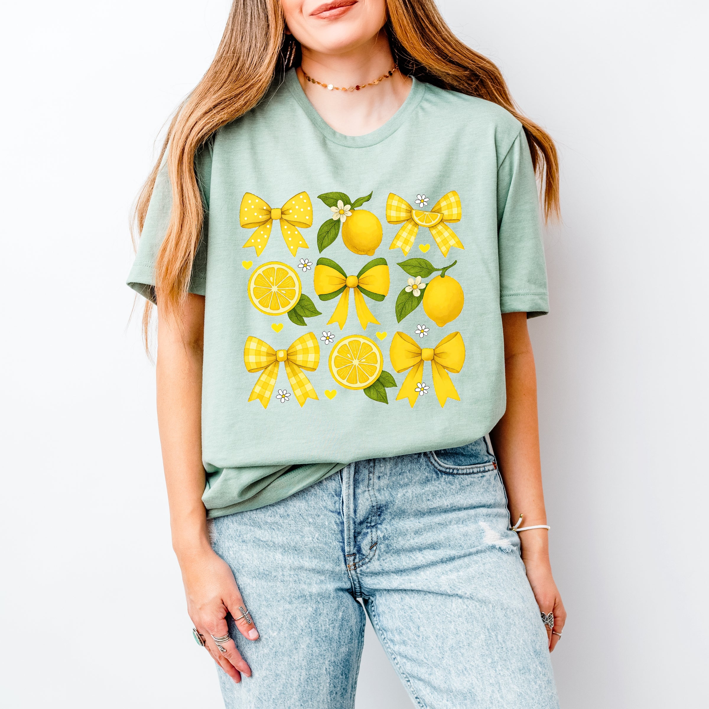 Coquette Lemons Pattern Bows - Women's Short Sleeve Graphic T-Shirt