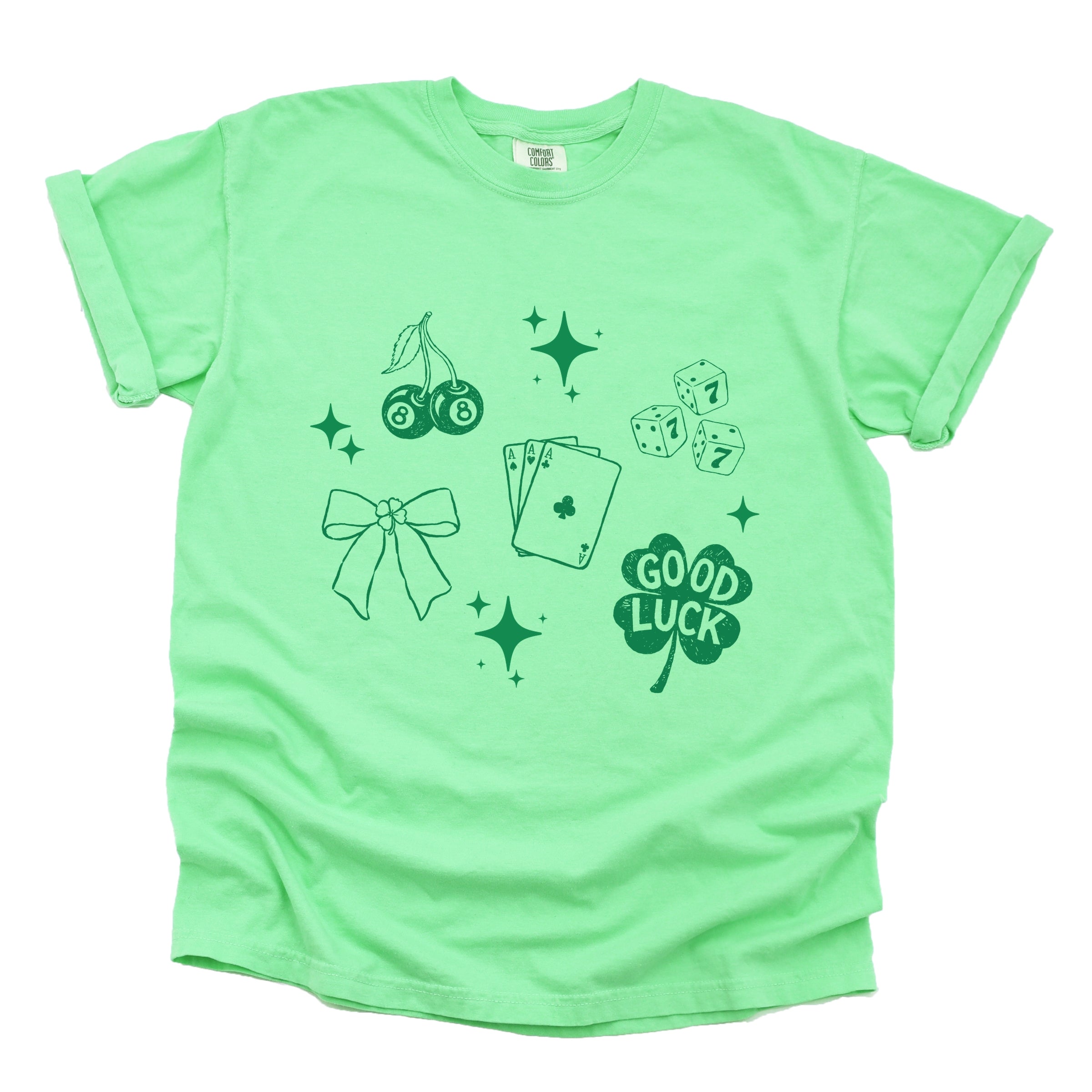 Lucky Icons Stars - Women's Garment Dyed Graphic T-Shirt