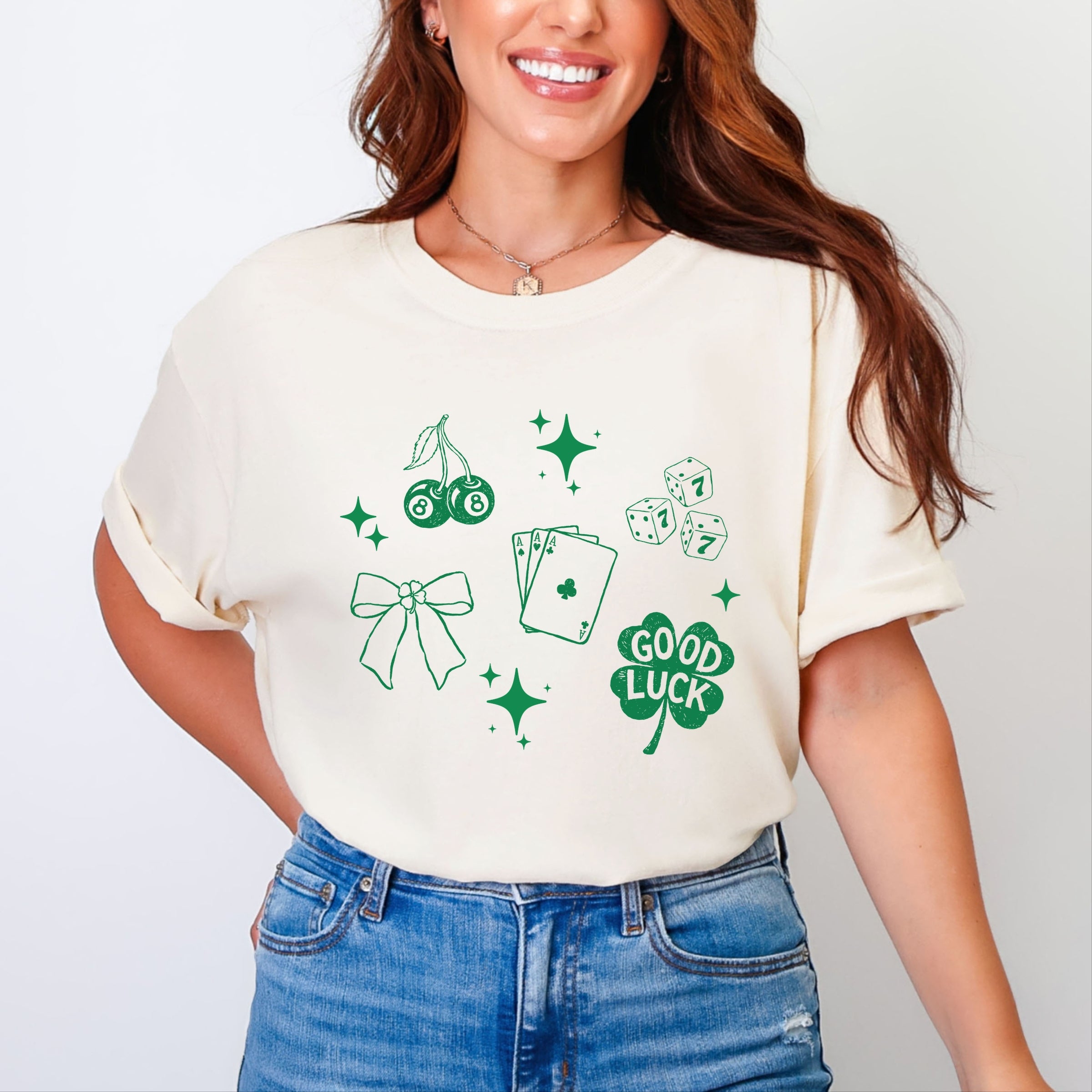 Lucky Icons Stars - Women's Garment Dyed Graphic T-Shirt