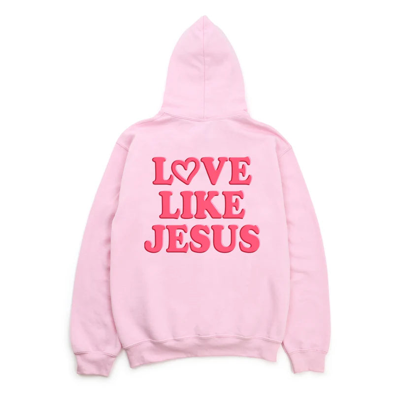 Love Like Jesus Heart Bold Puff Front and Back Design - Women's Graphic Hoodie