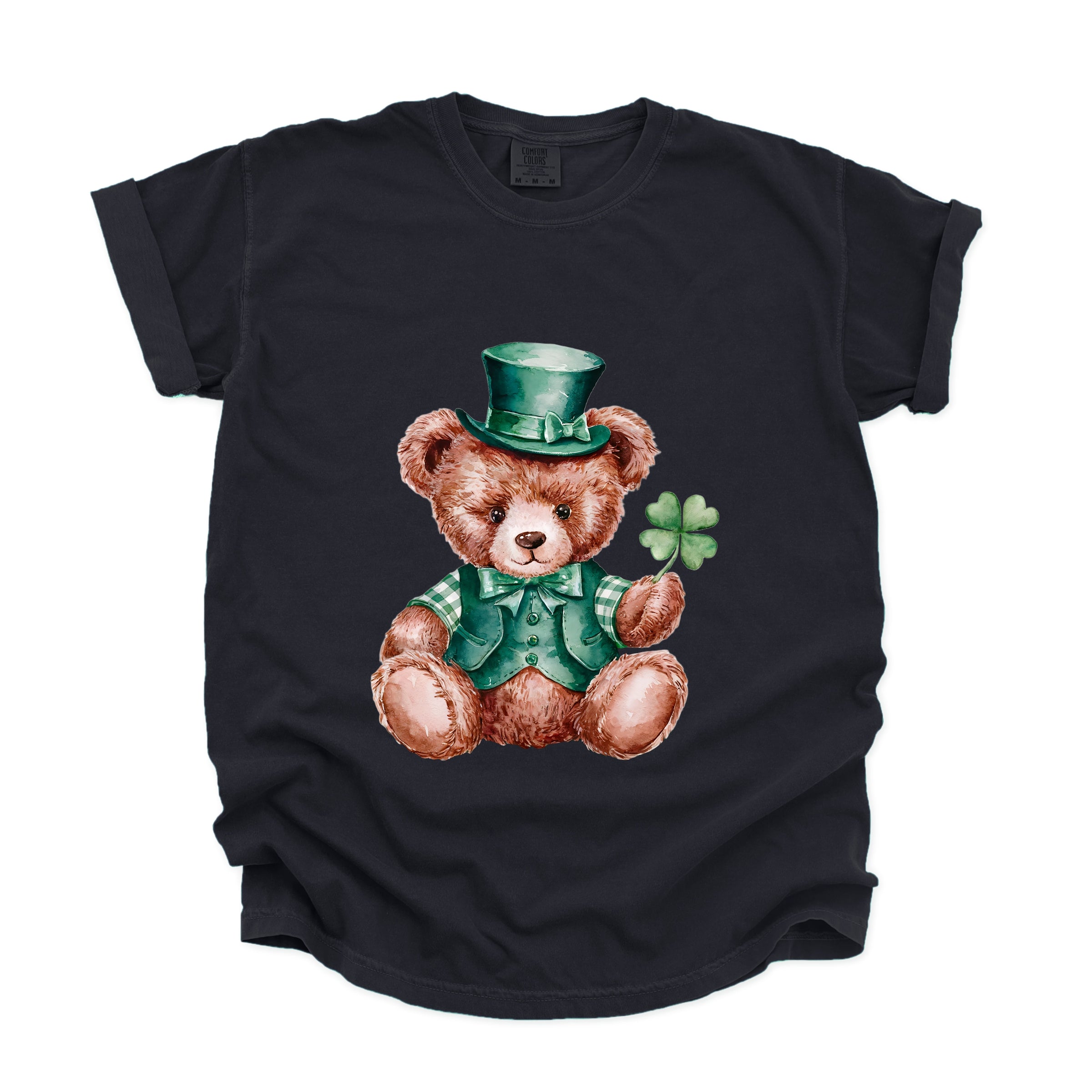 St. Patrick's Bear Clover - Women's Garment Dyed Graphic T-Shirt