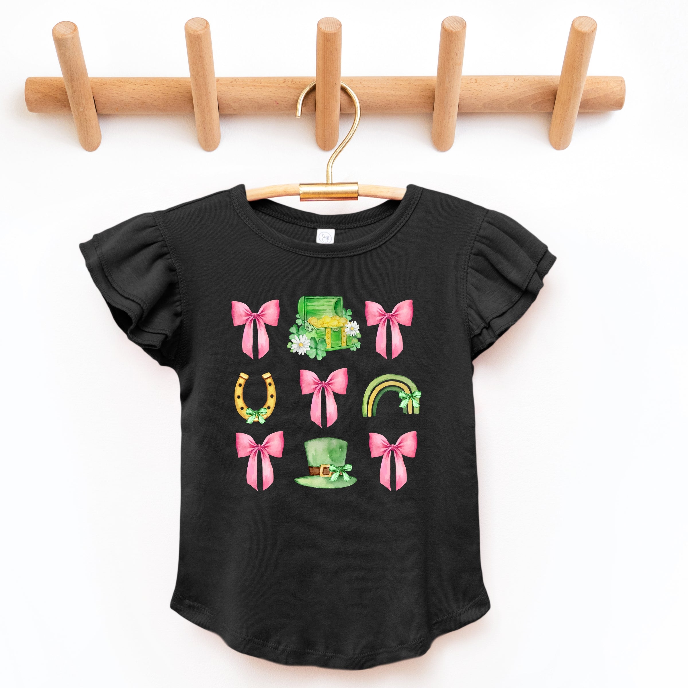Leprechaun Chart Coquette - Flutter Sleeve Graphic T-Shirt