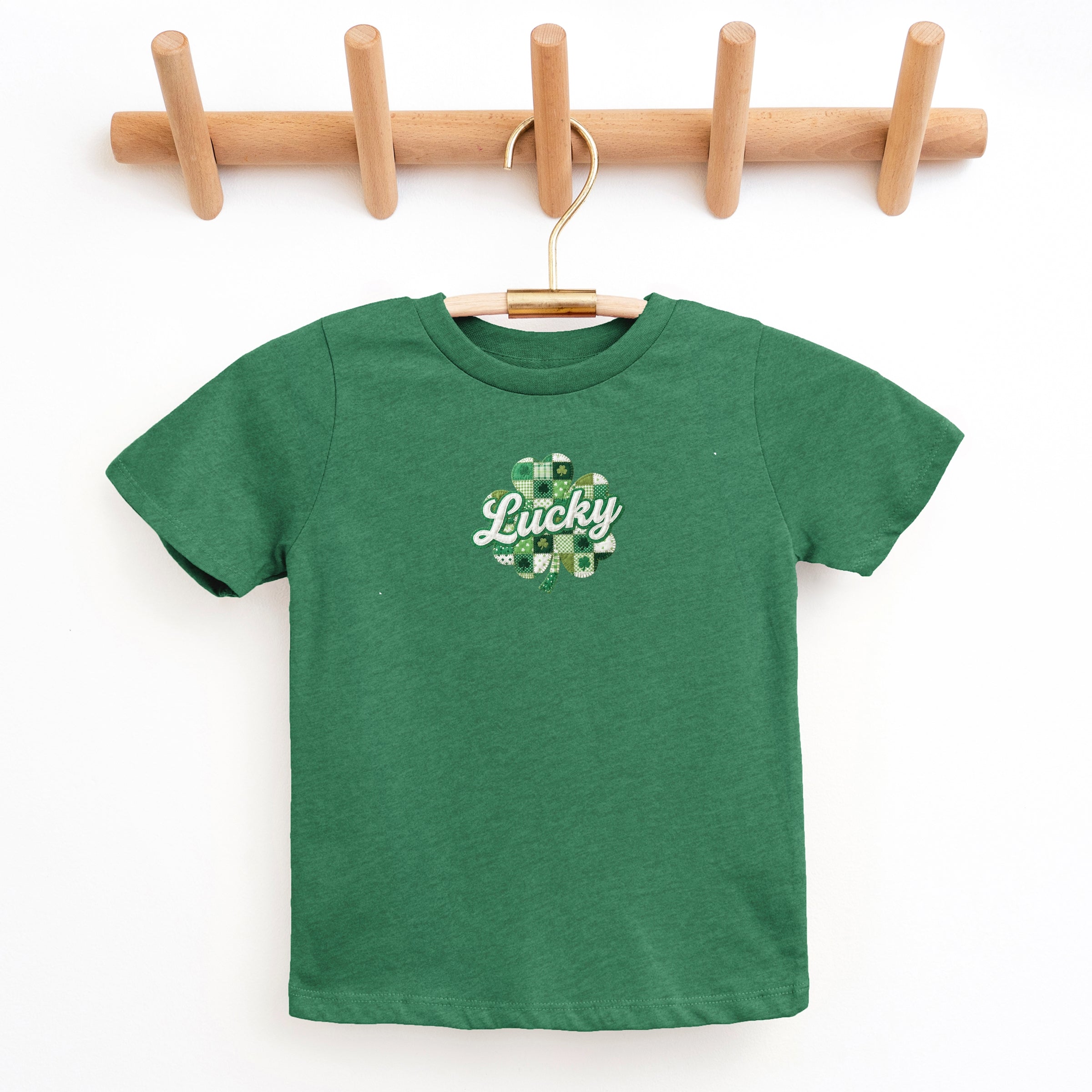 Lucky Clover Patchwork Print - Youth Short Sleeve Graphic T-Shirt