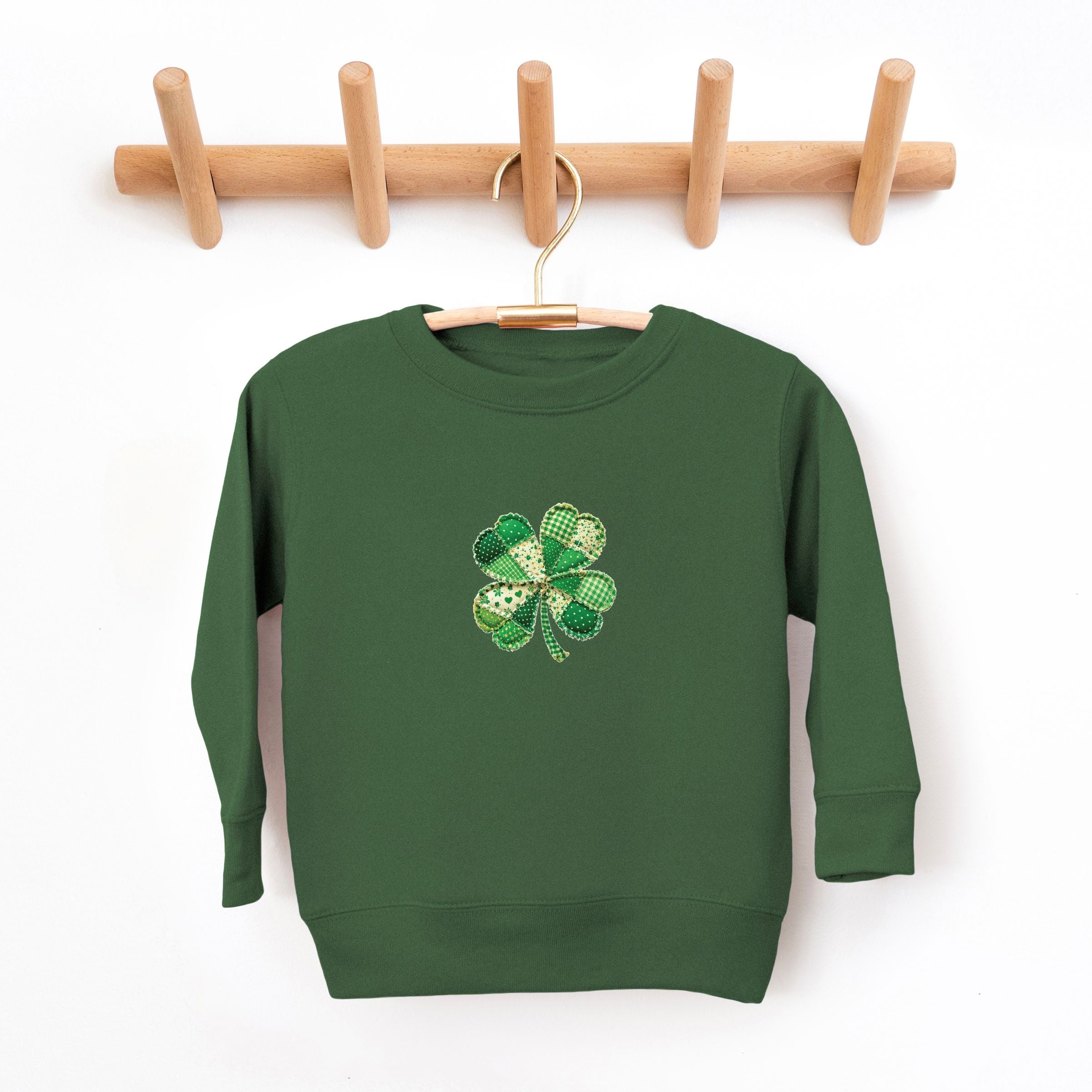 Four Leaf Clover Patchwork Print - Toddler Graphic Sweatshirt