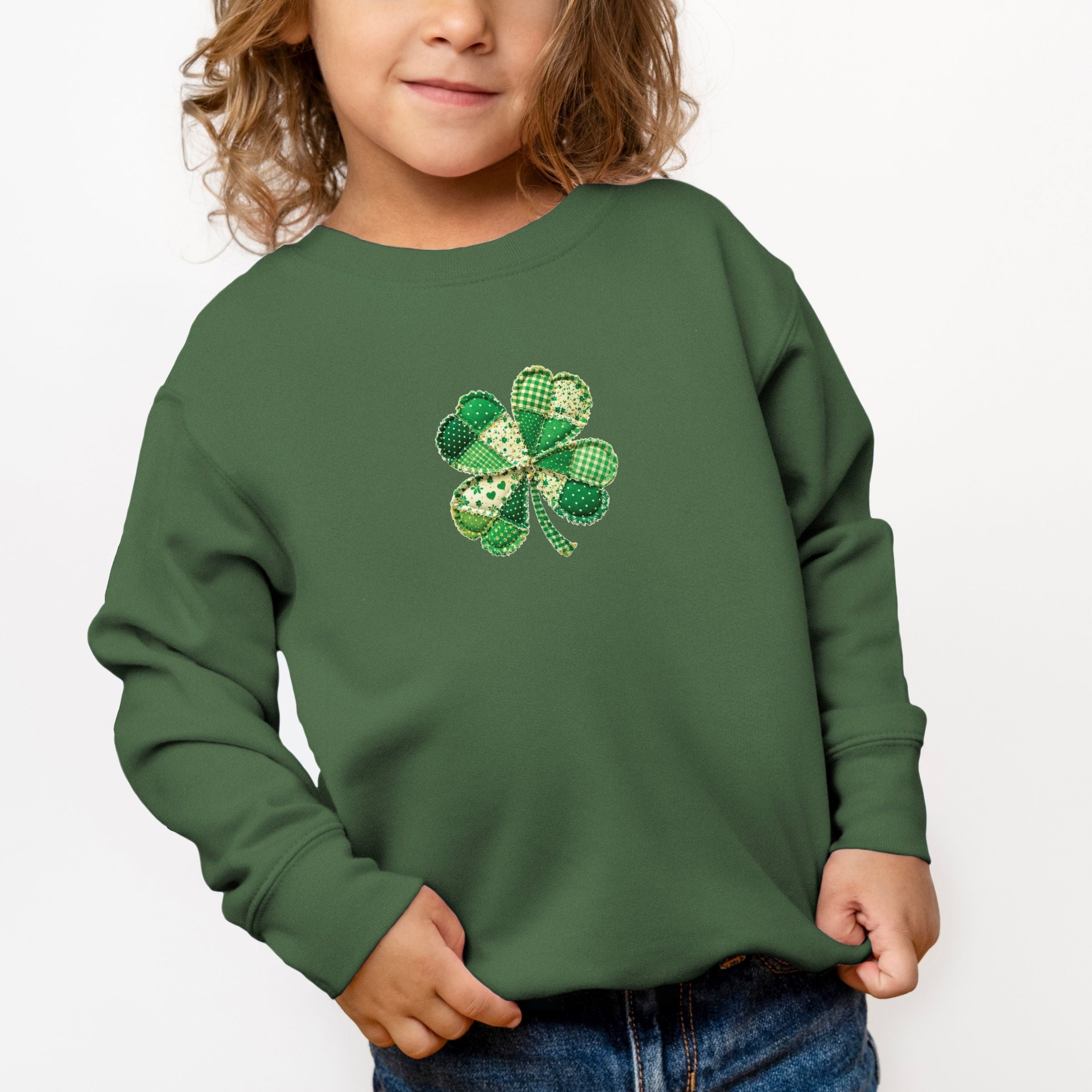 Four Leaf Clover Patchwork Print - Toddler Graphic Sweatshirt