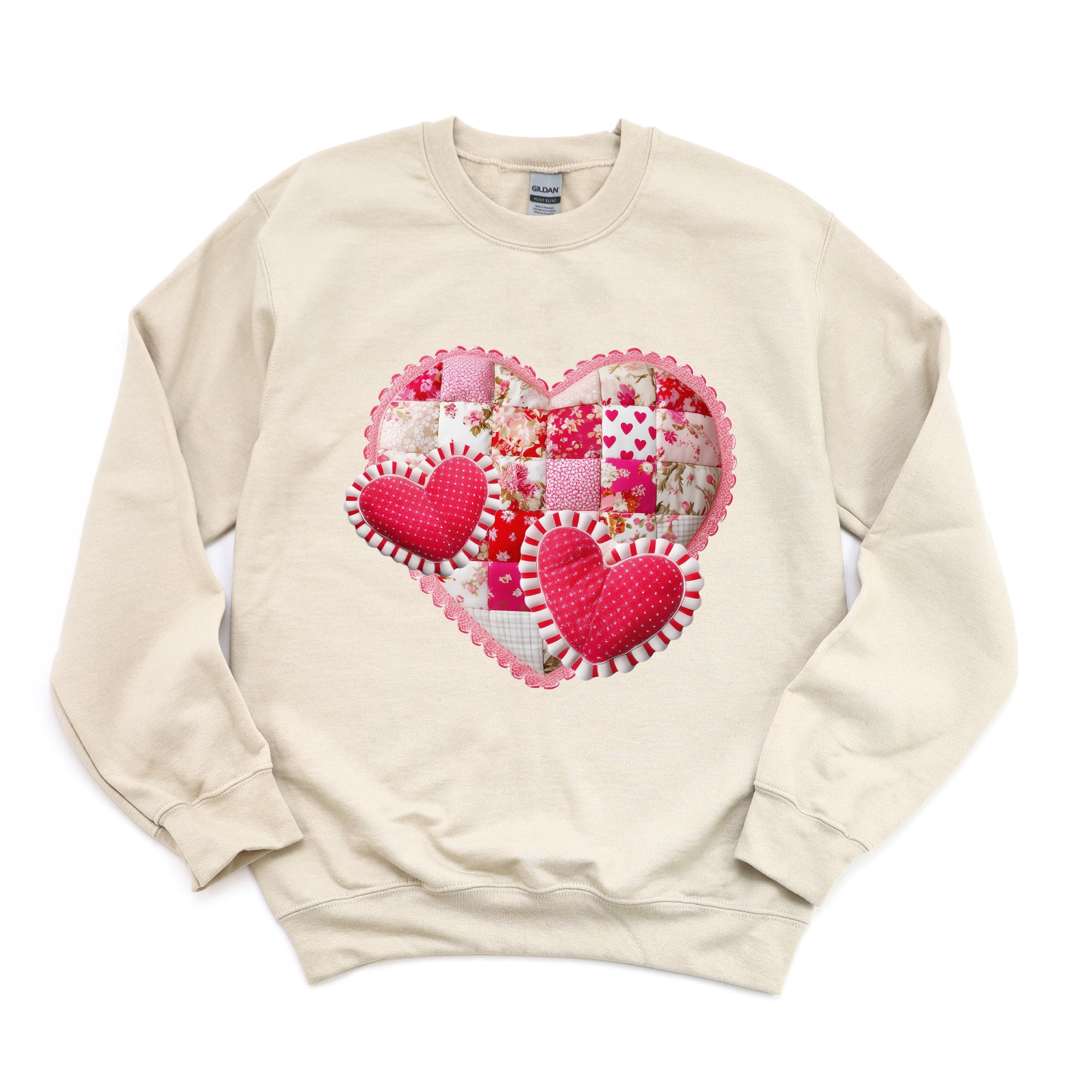Hearts Patchwork Print - Women's Graphic Sweatshirt