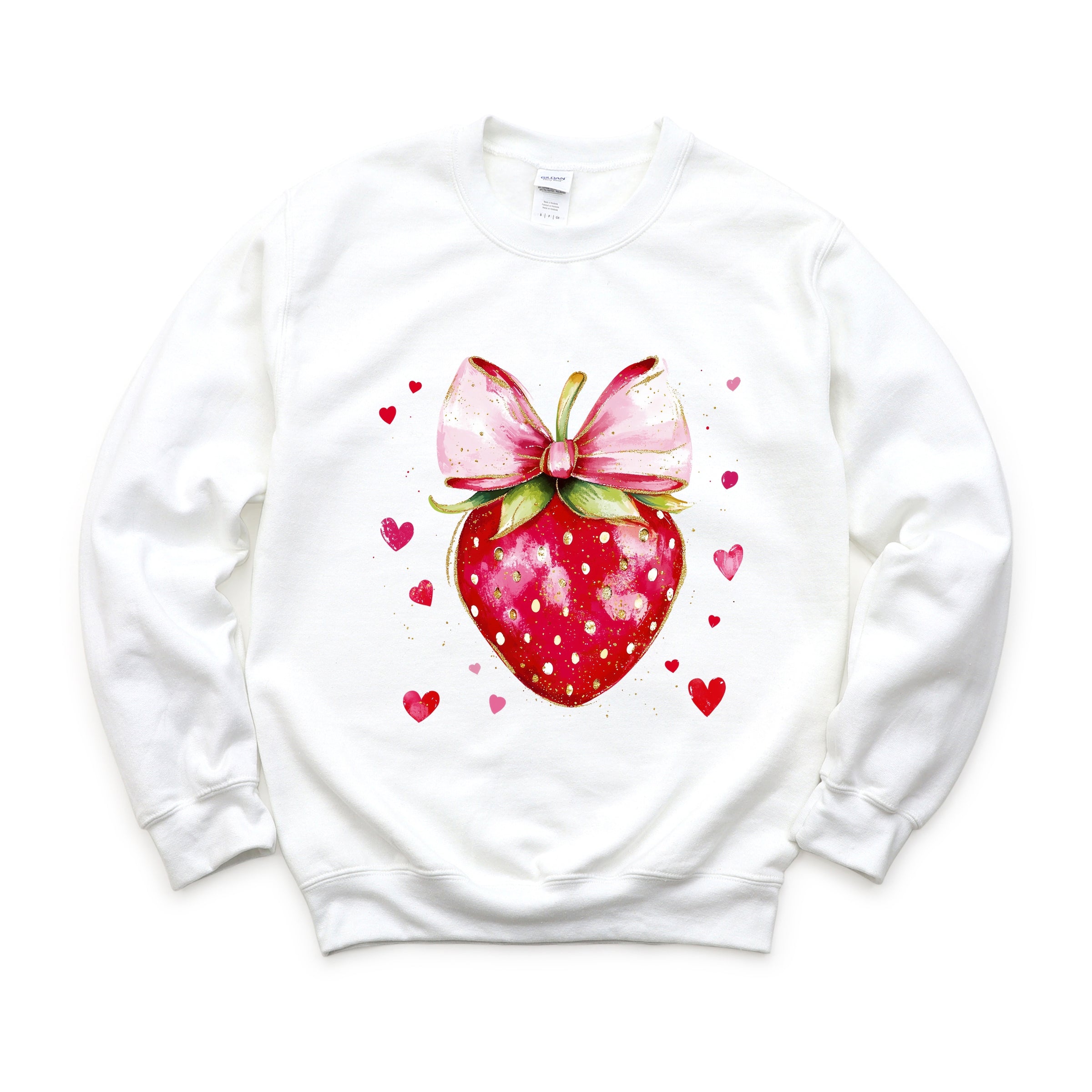 Coquette Strawberry Hearts Watercolor - Women's Graphic Sweatshirt