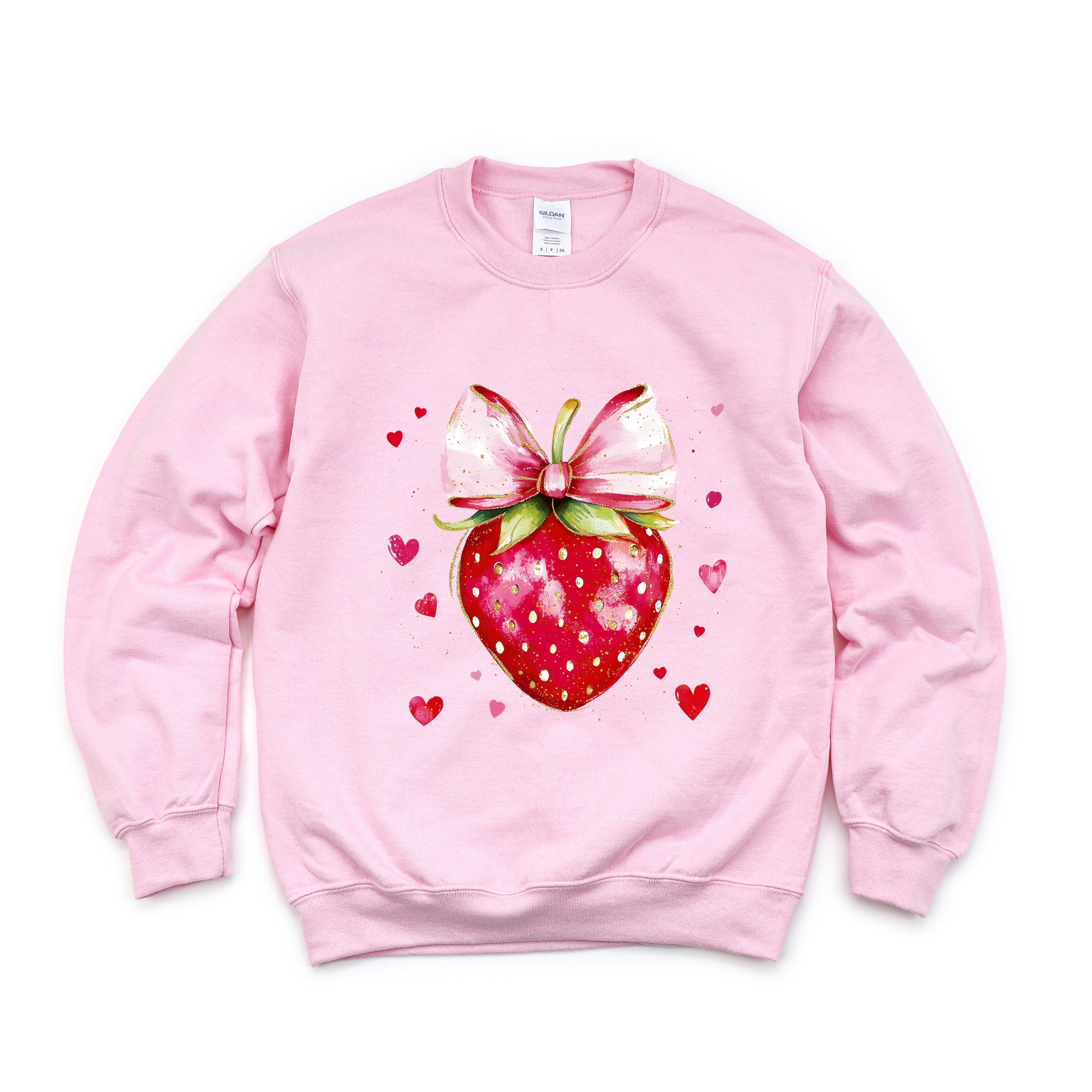 Coquette Strawberry Hearts Watercolor - Women's Graphic Sweatshirt