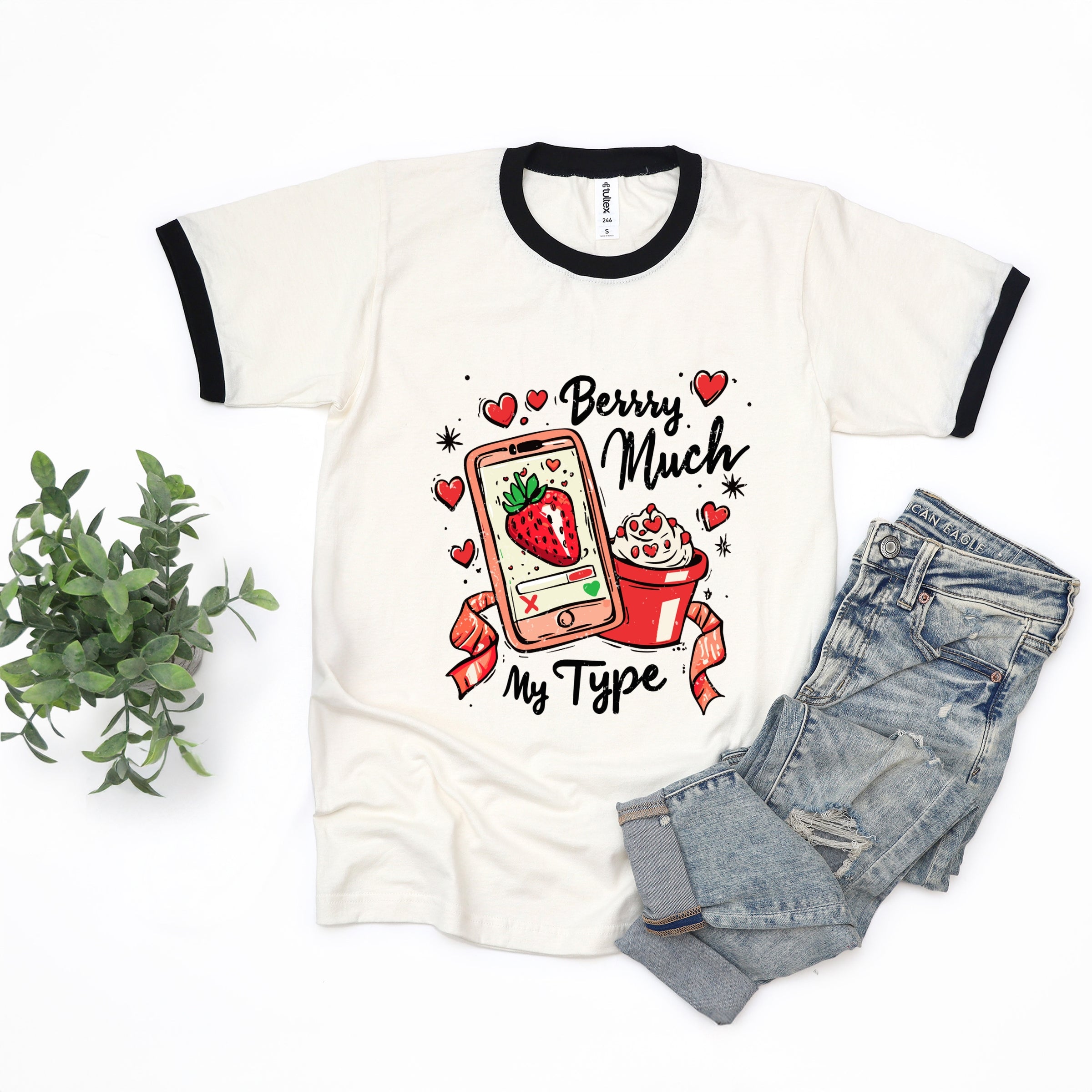 Berry Much My Type Strawberry - Women's Ringer Graphic T-Shirt
