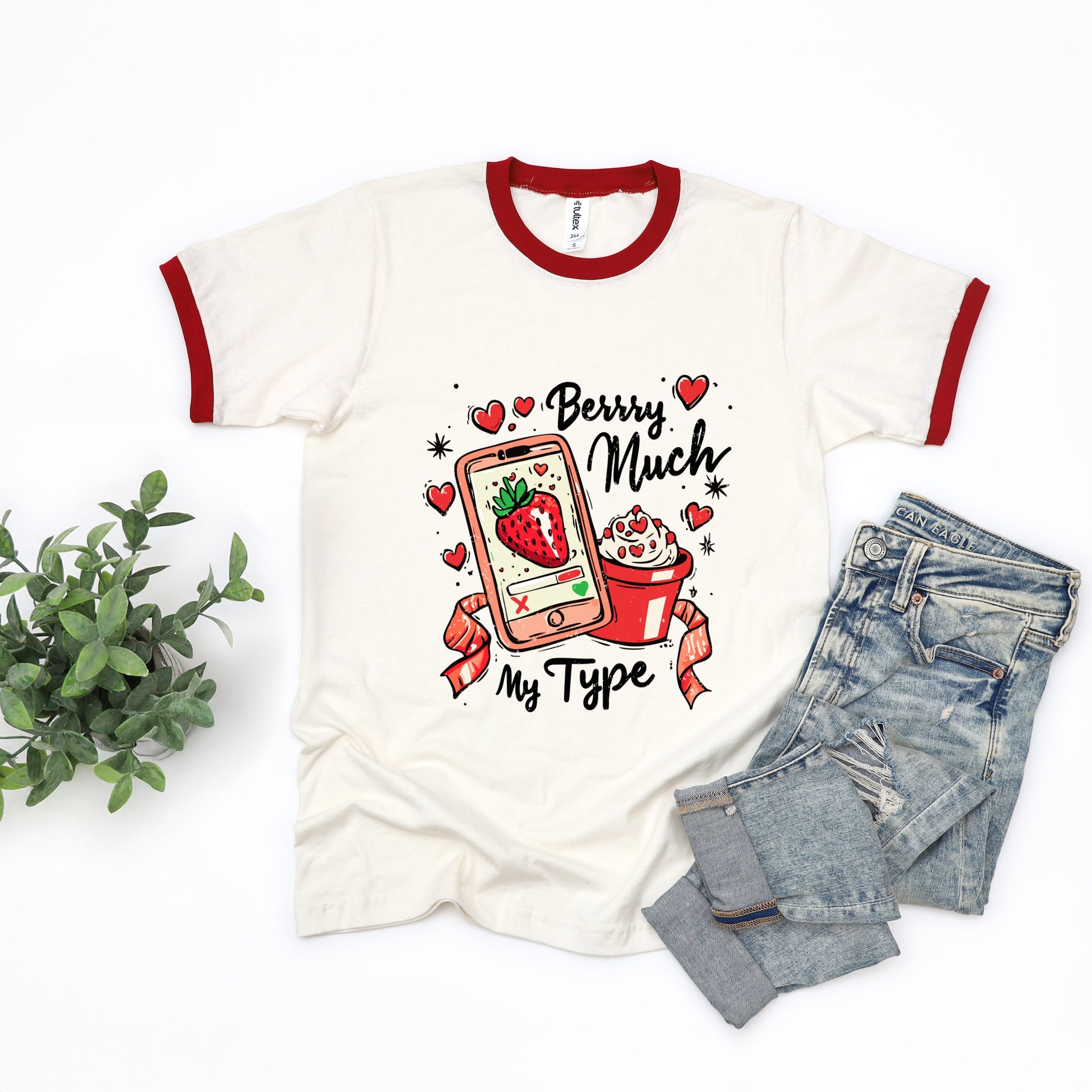 Berry Much My Type Strawberry - Women's Ringer Graphic T-Shirt