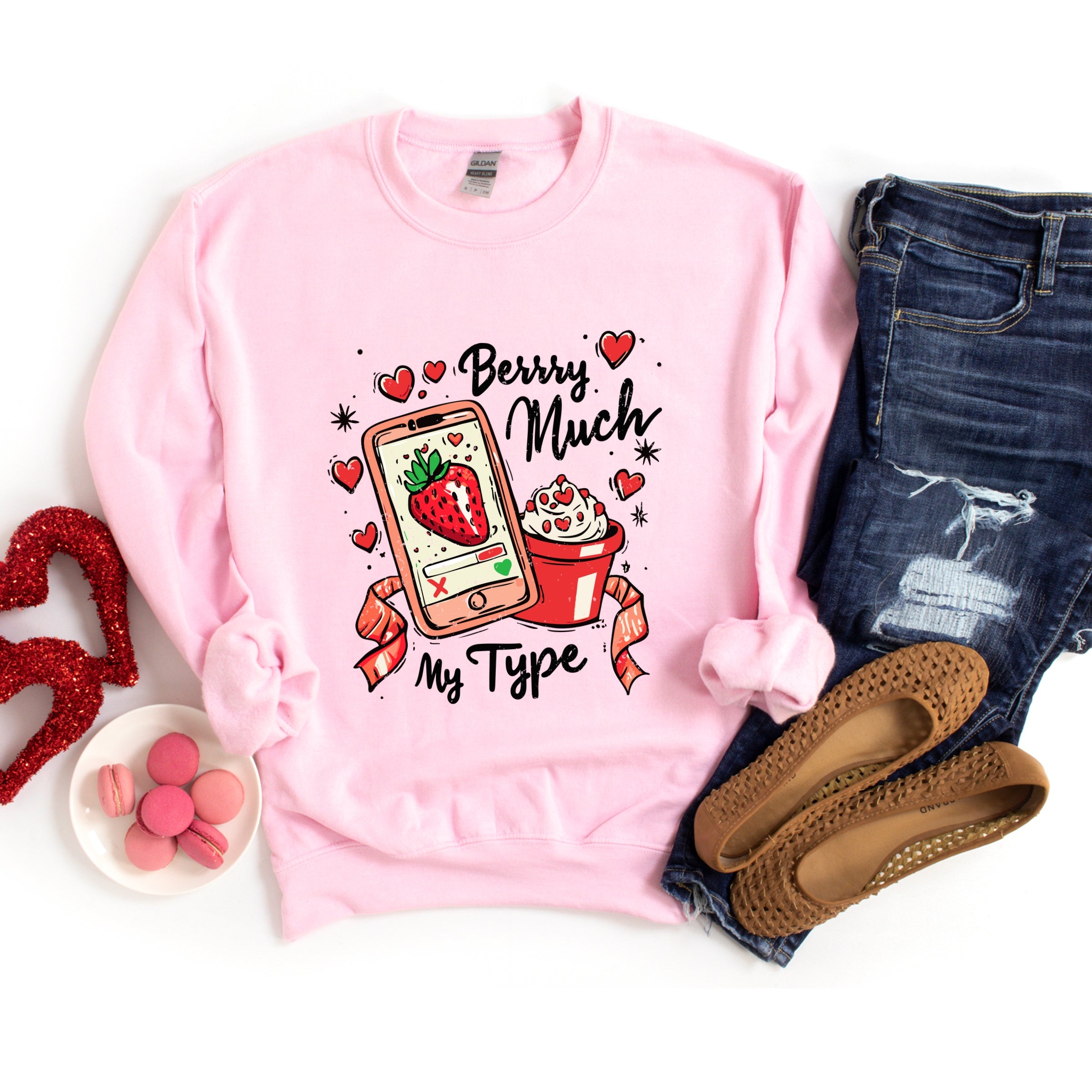 Berry Much My Type Strawberry - Women's Graphic Sweatshirt