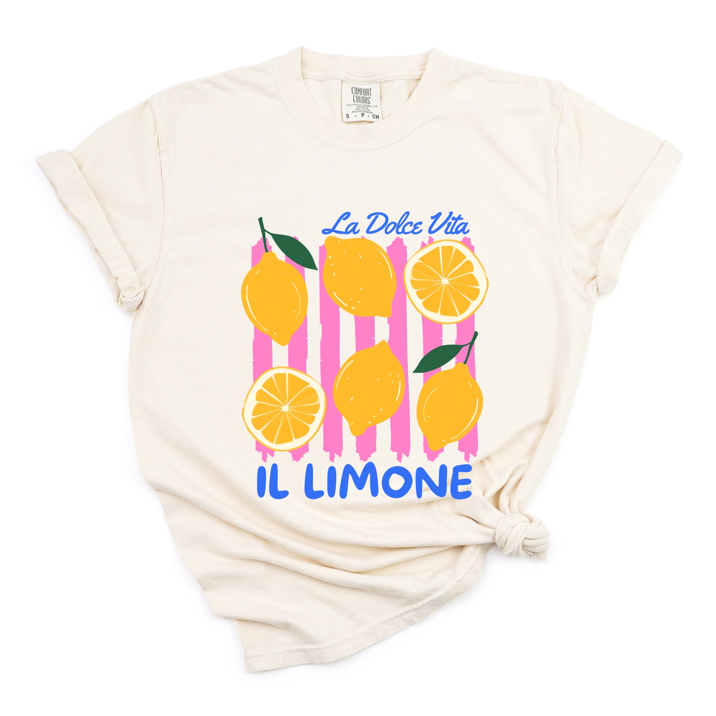 La Dolce Vita Lemons - Women's Garment Dyed Graphic T-Shirt