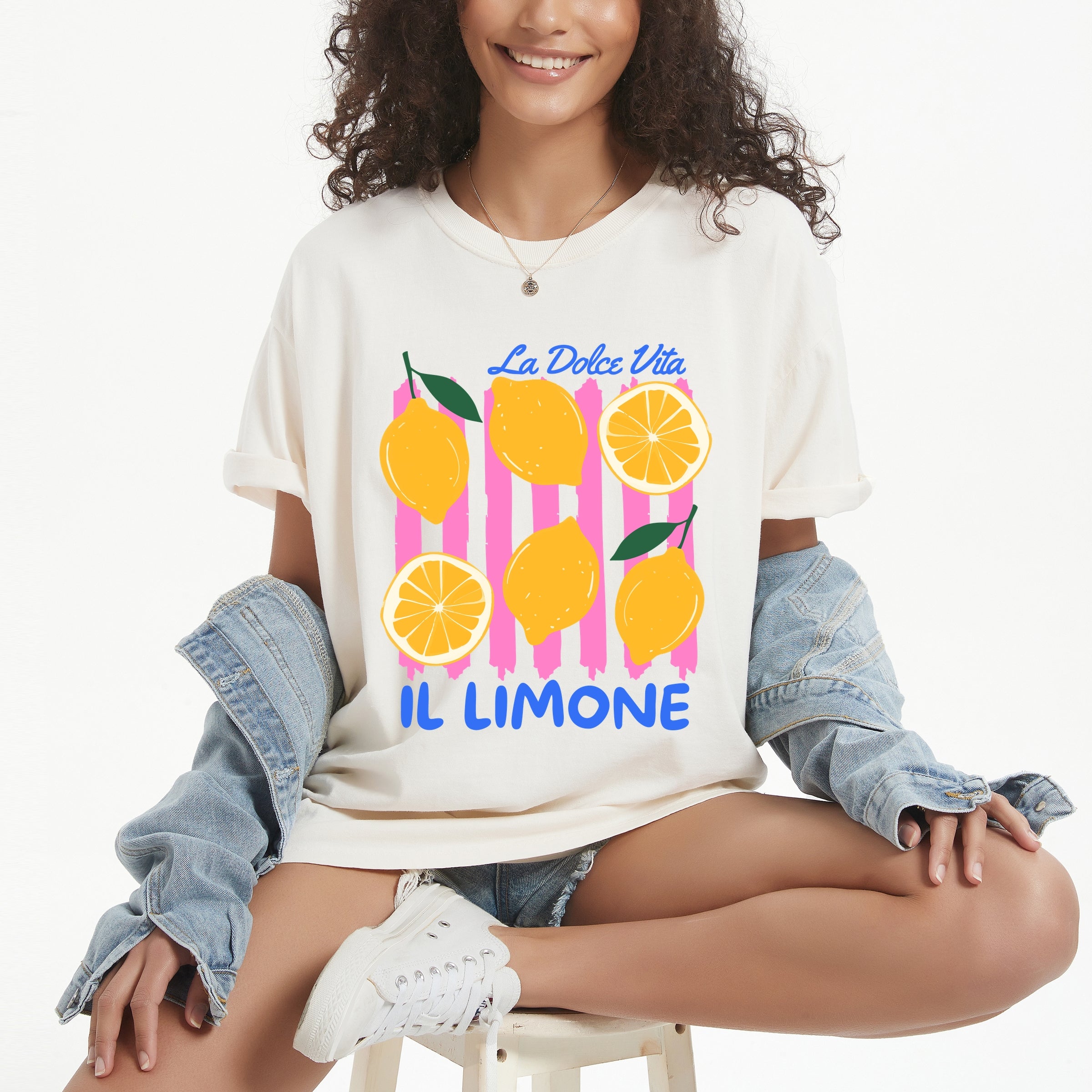 La Dolce Vita Lemons - Women's Garment Dyed Graphic T-Shirt