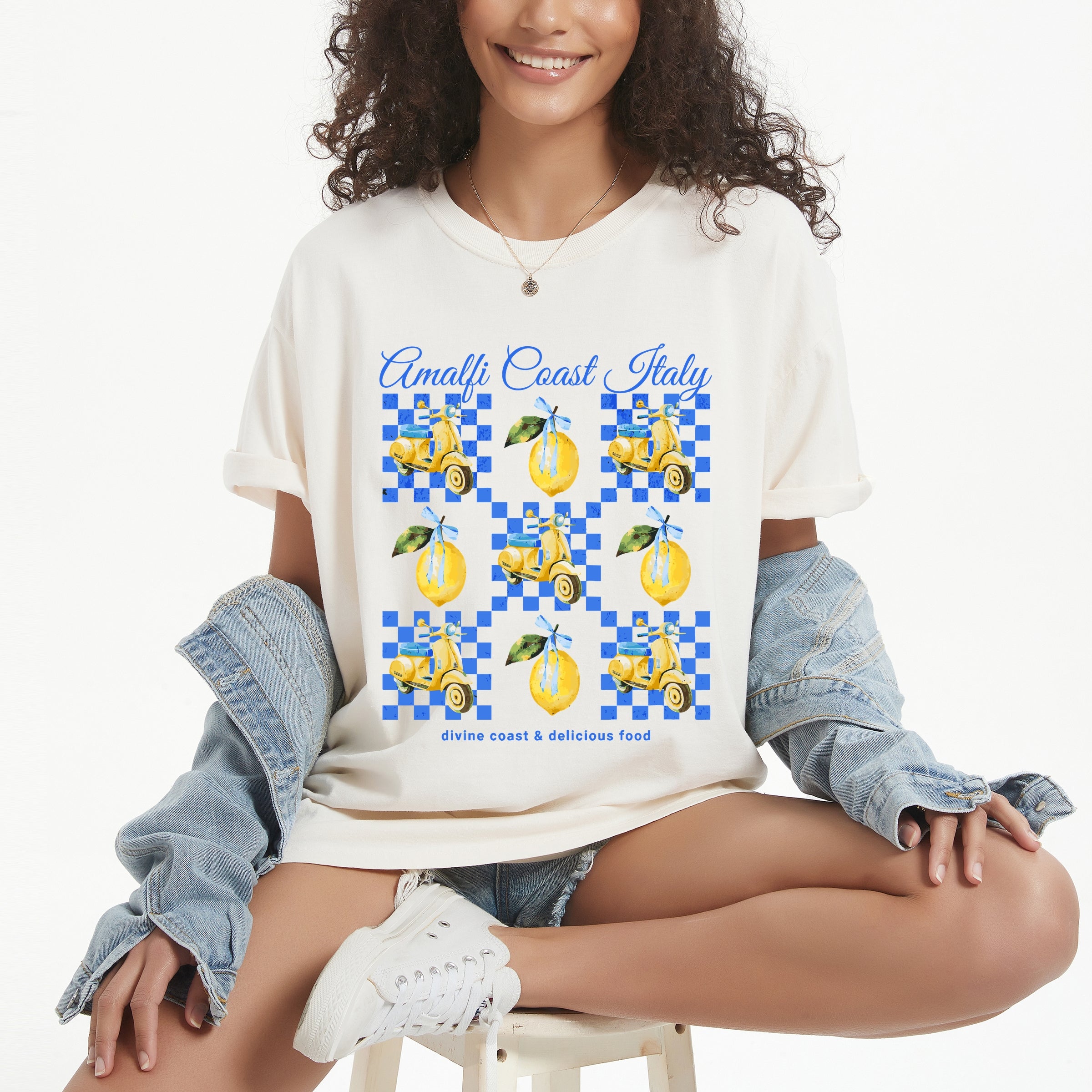 Amalfi Coast Italy Lemons - Women's Garment Dyed Graphic T-Shirt