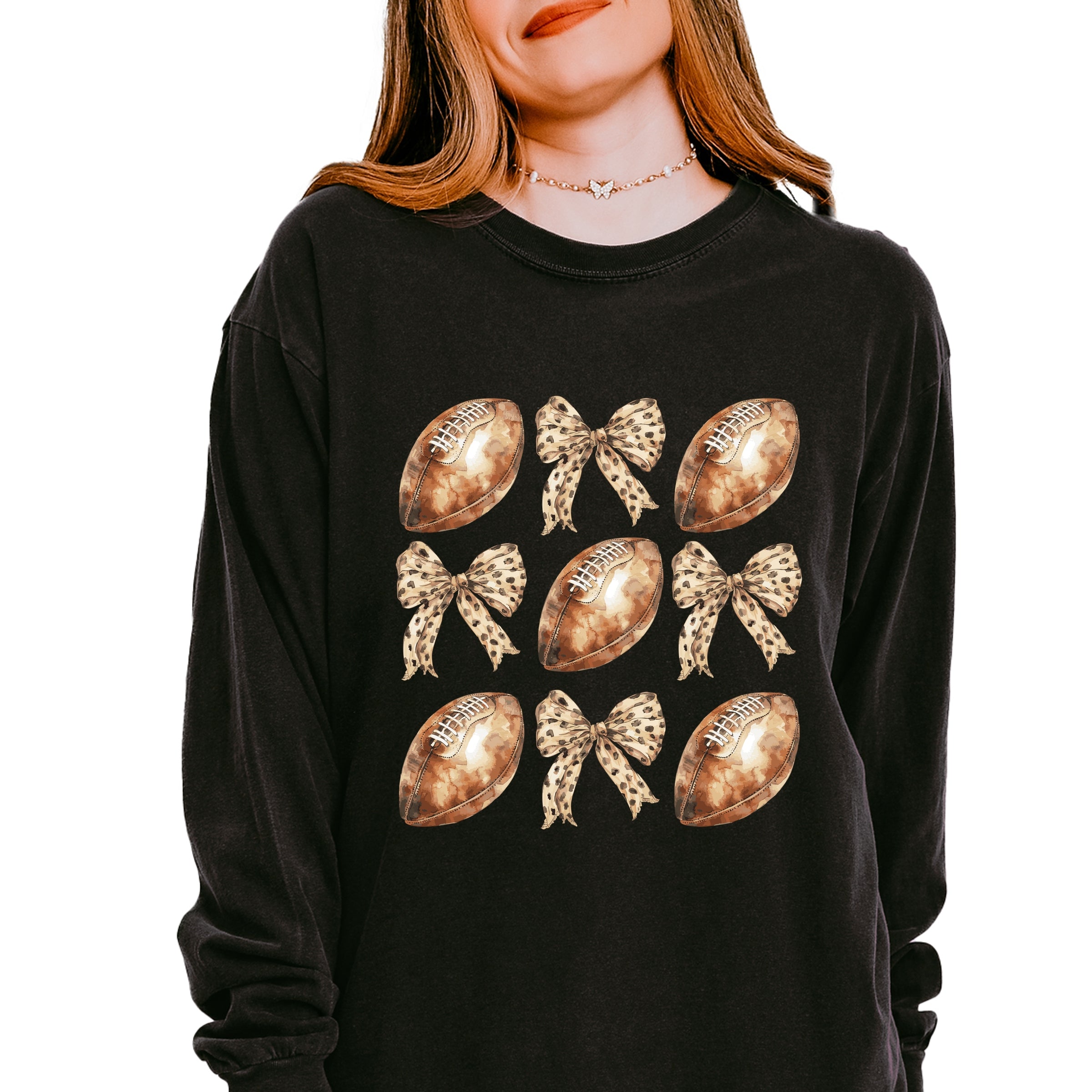 Coquette Football Chart - Women's Garment Dyed Long Sleeve Graphic T-Shirt