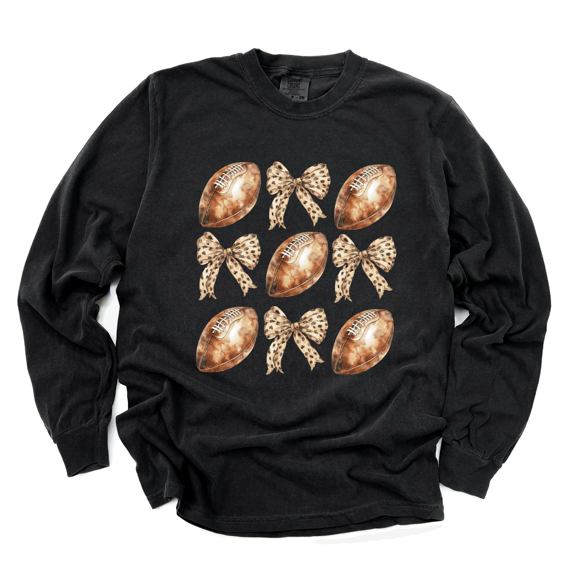 Coquette Football Chart - Women's Garment Dyed Long Sleeve Graphic T-Shirt