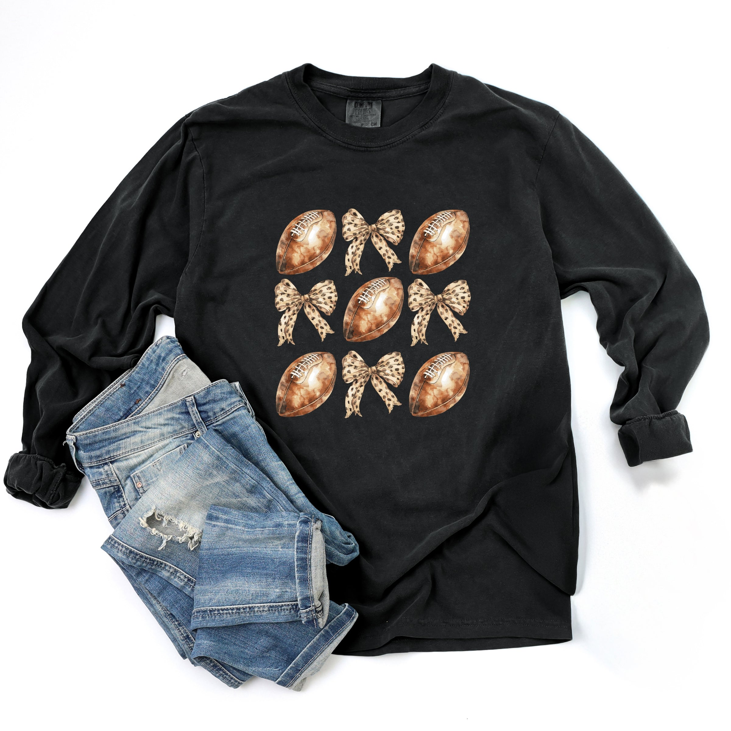 Coquette Football Chart - Women's Garment Dyed Long Sleeve Graphic T-Shirt