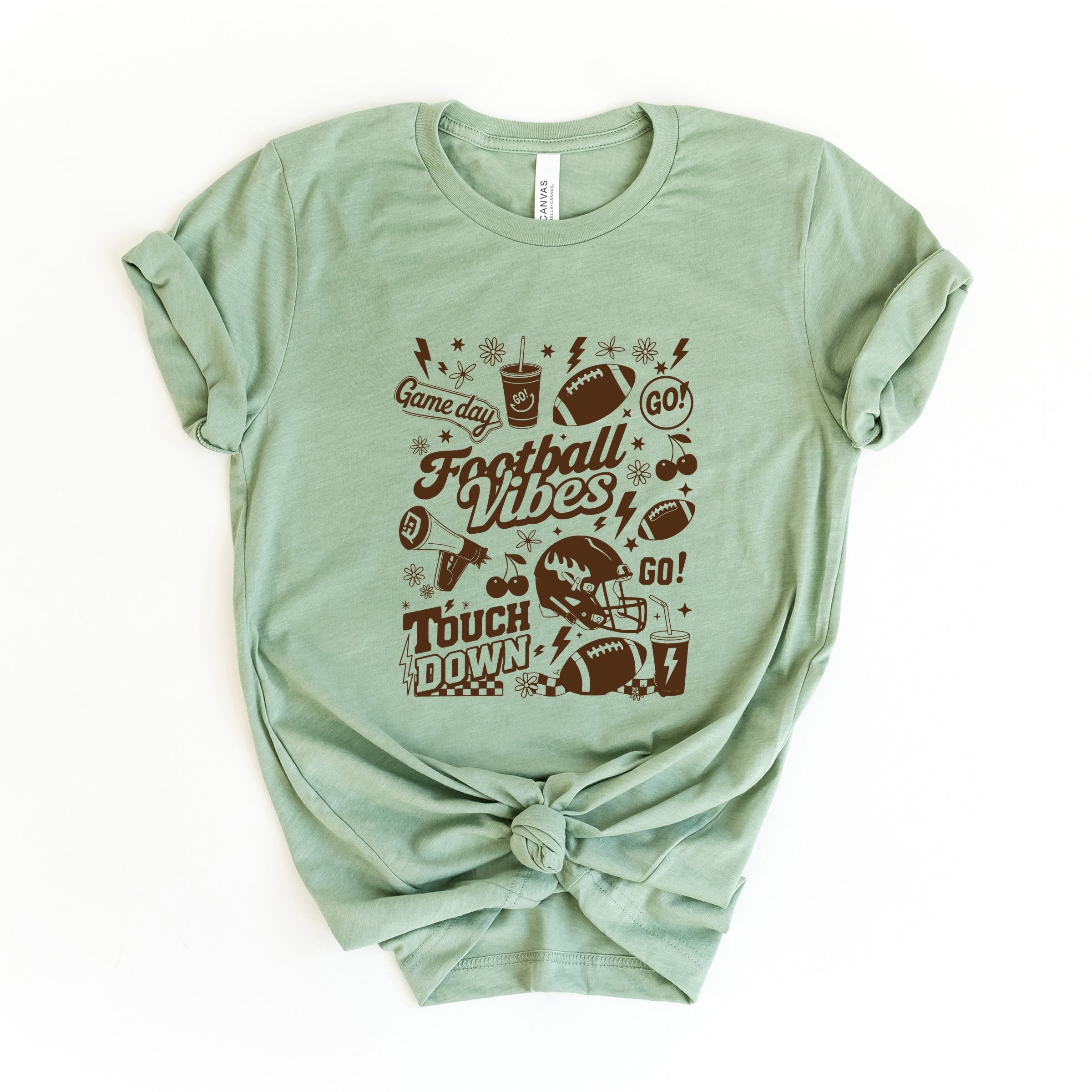 Football Vibes Touchdown Collage - Womens Short Sleeve Tee