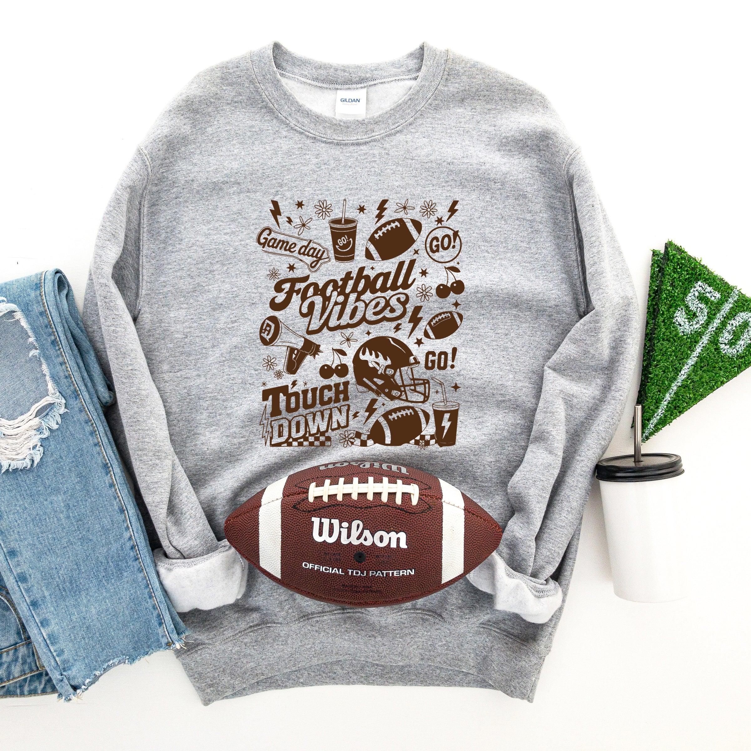 Football Vibes Touchdown Collage - Womens Sweatshirt