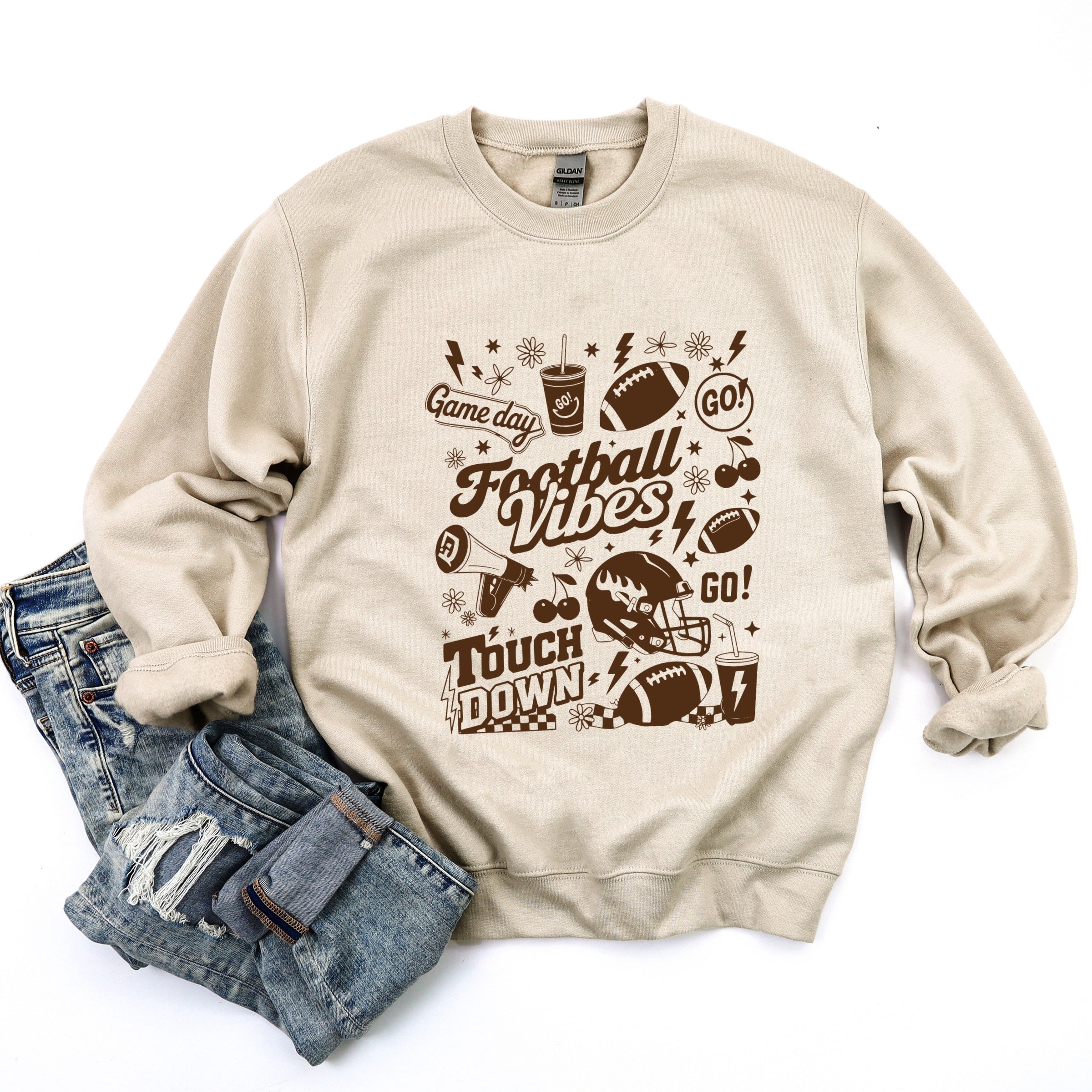 Football Vibes Touchdown Collage - Womens Sweatshirt