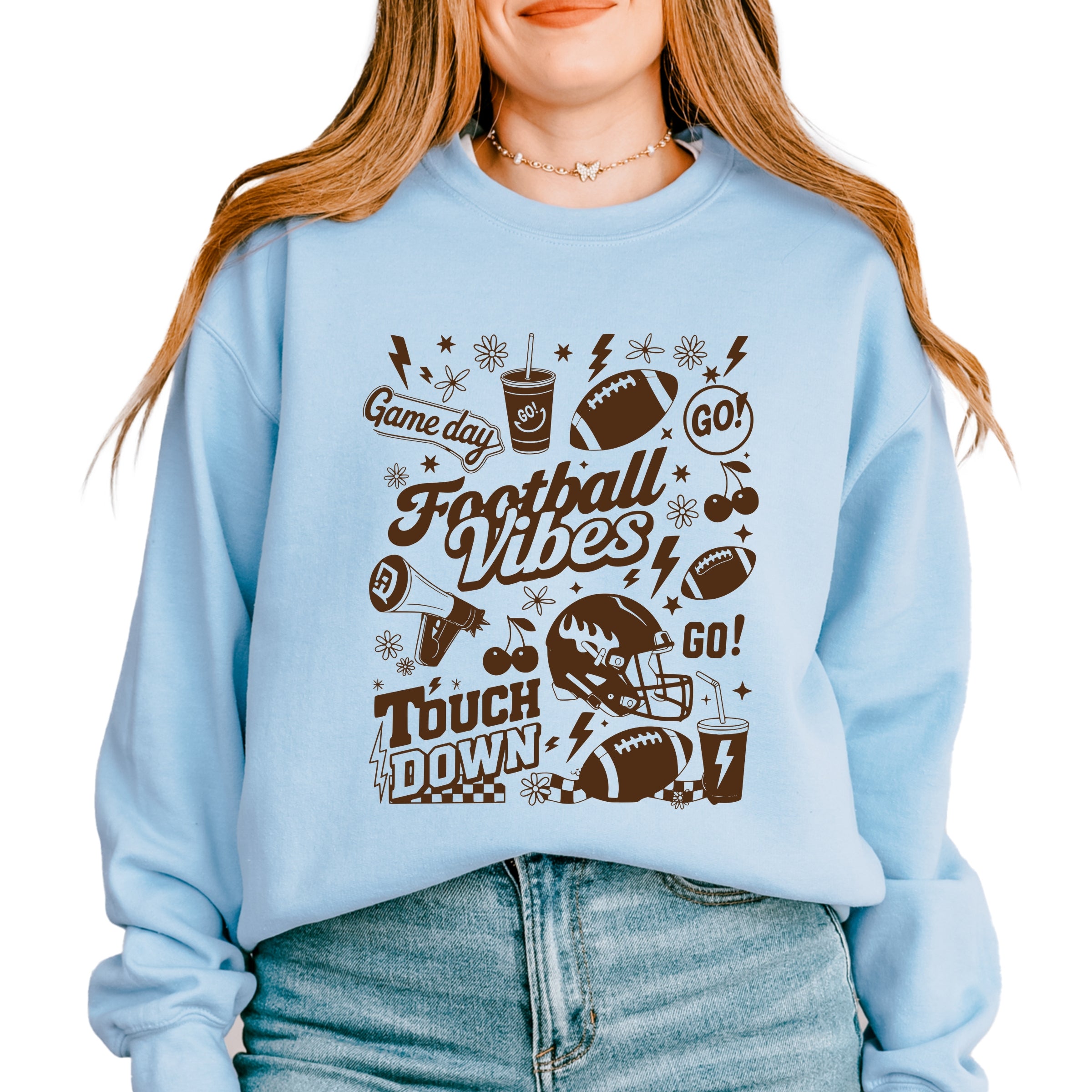 Football Vibes Touchdown Collage - Womens Sweatshirt