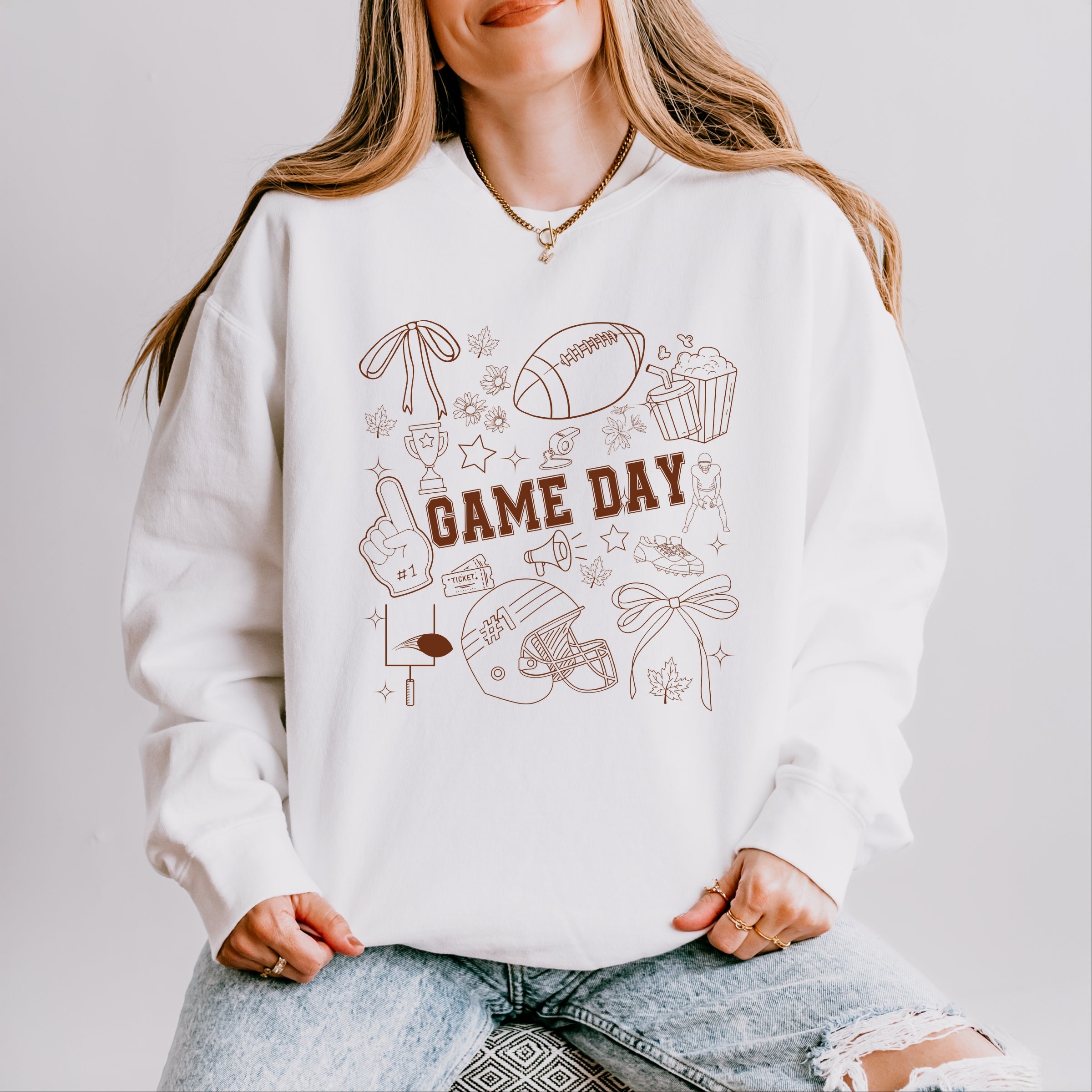 Football Game Day Collage - Womens Lightweight Garment Dyed Sweatshirt
